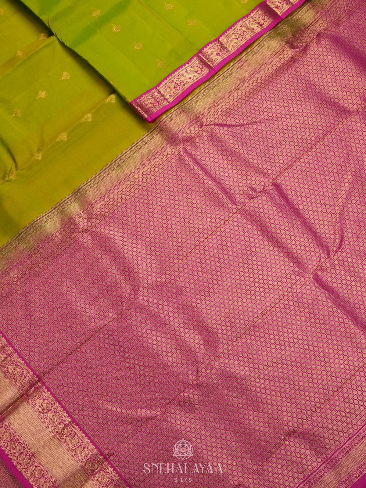 Lime Green Kanjivaram Silk Saree