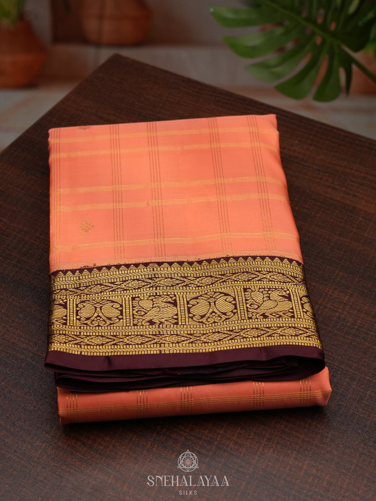 Peach Kanjivaram Silk Saree