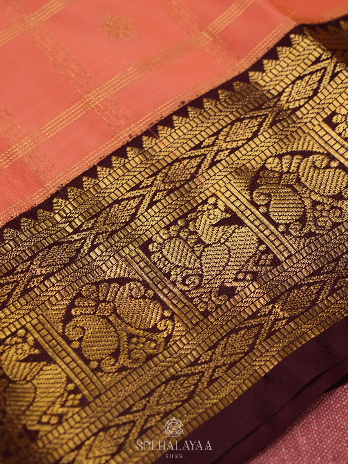 Peach Kanjivaram Silk Saree