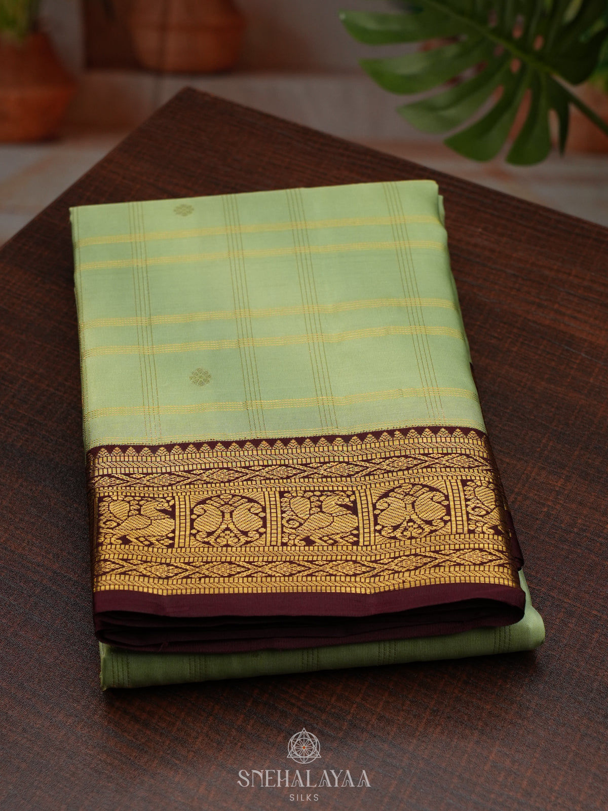 Pista Green Kanjivaram Silk Saree