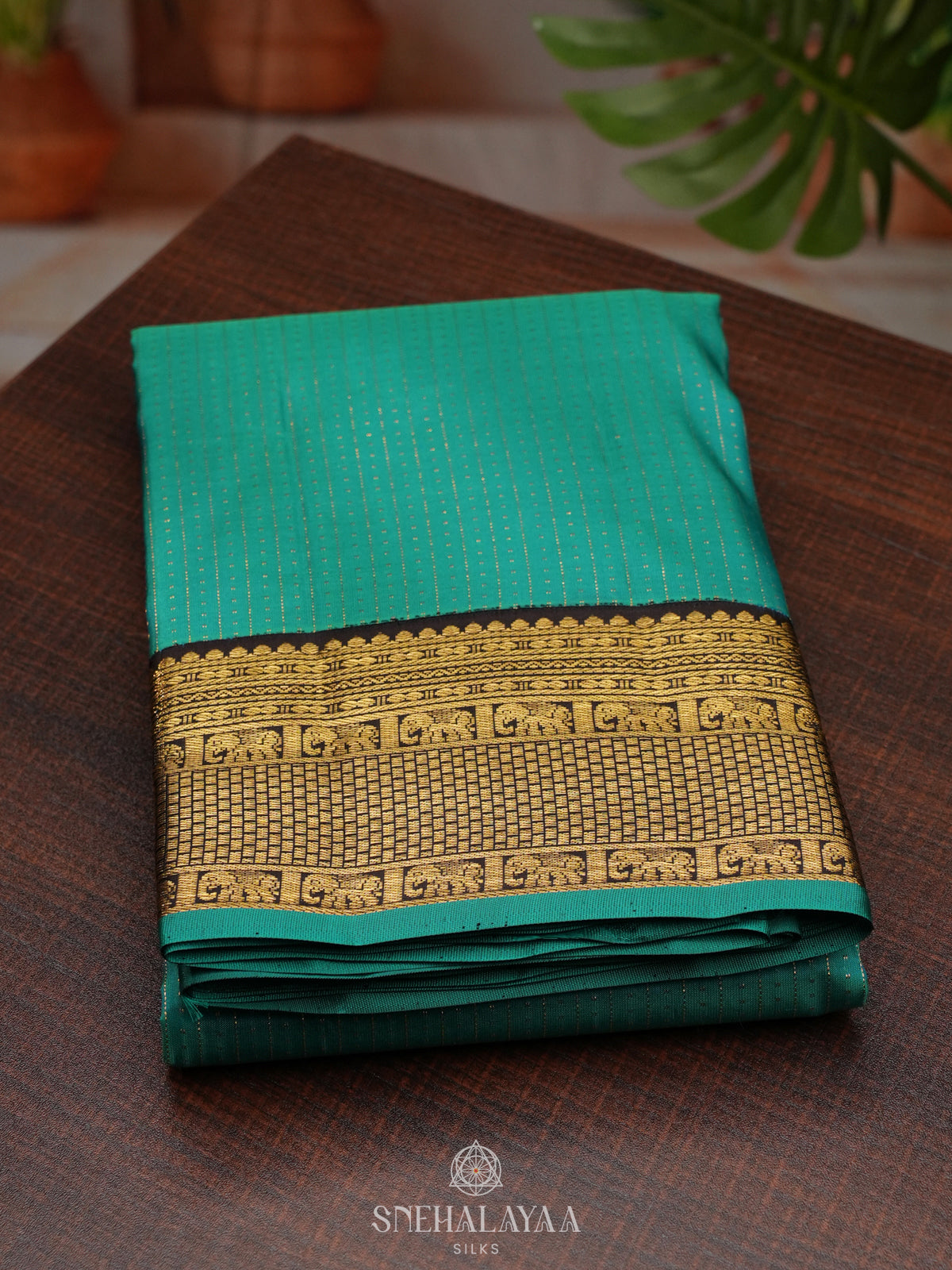 Teal Blue Kanjivaram Silk Saree