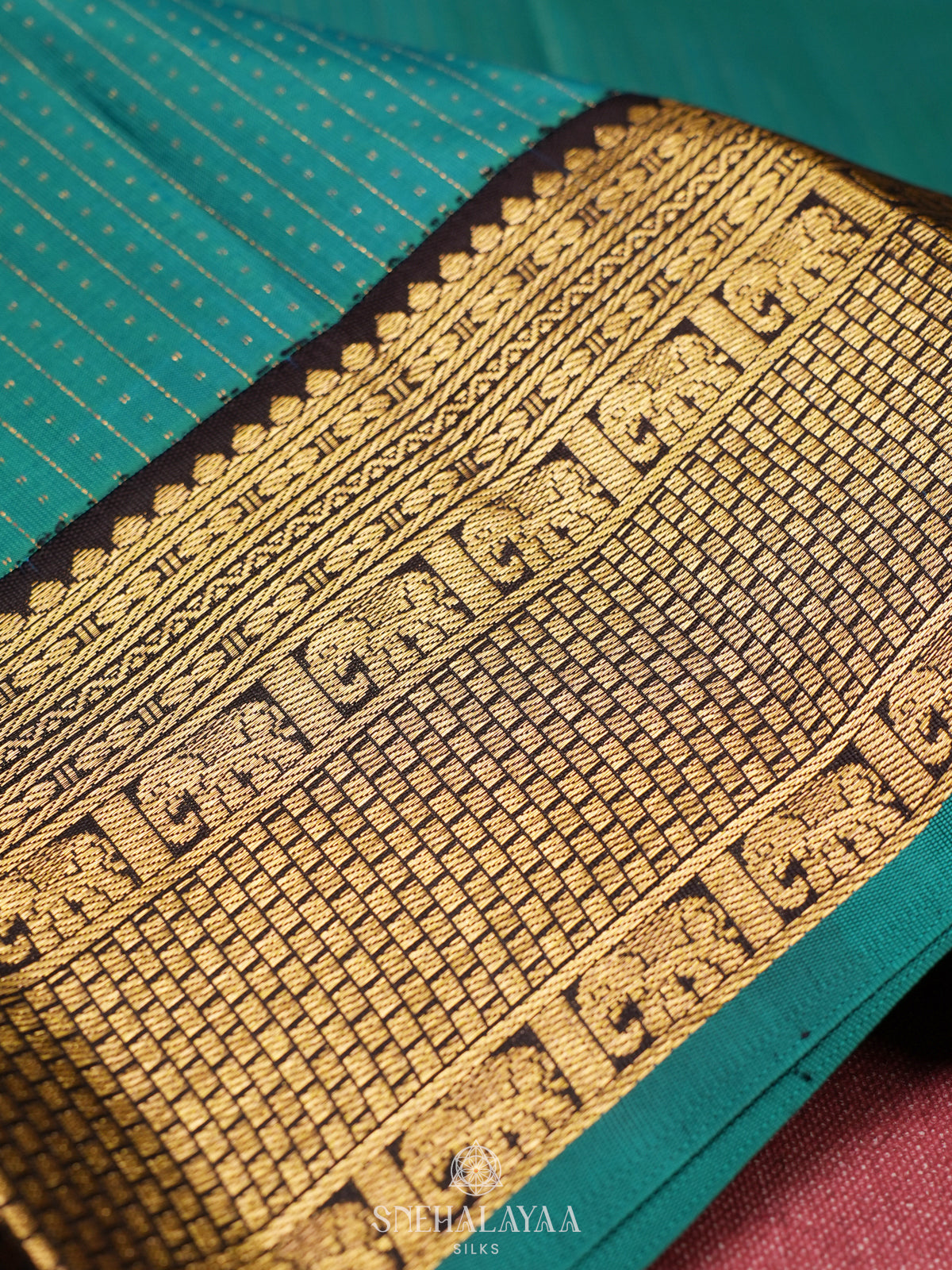 Teal Blue Kanjivaram Silk Saree