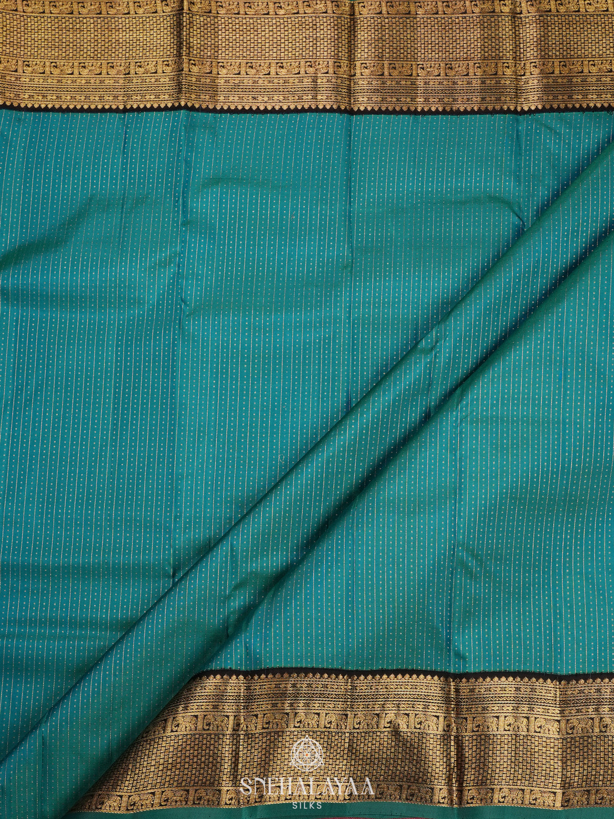 Teal Blue Kanjivaram Silk Saree