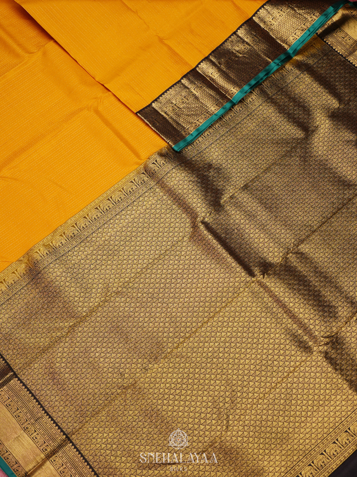 Mango Yellow Kanjivaram Silk Saree