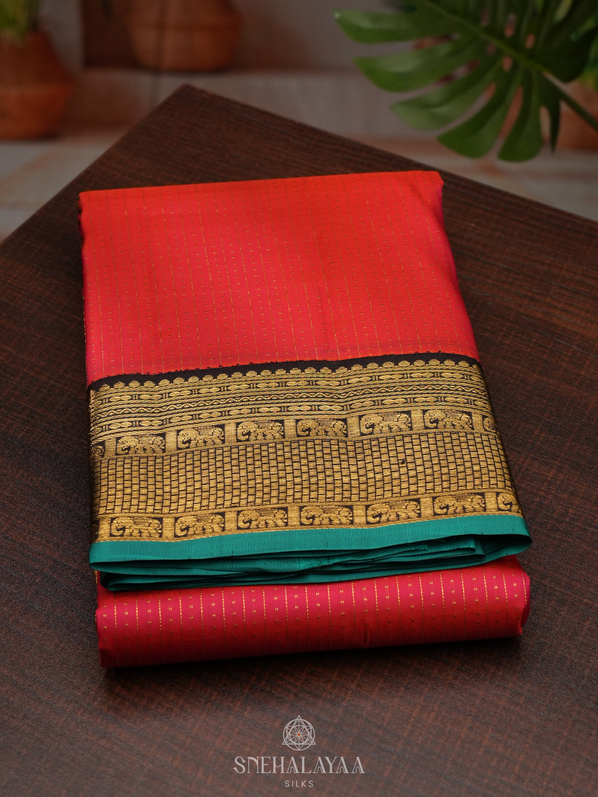 Ruby Red Kanjivaram Silk Saree