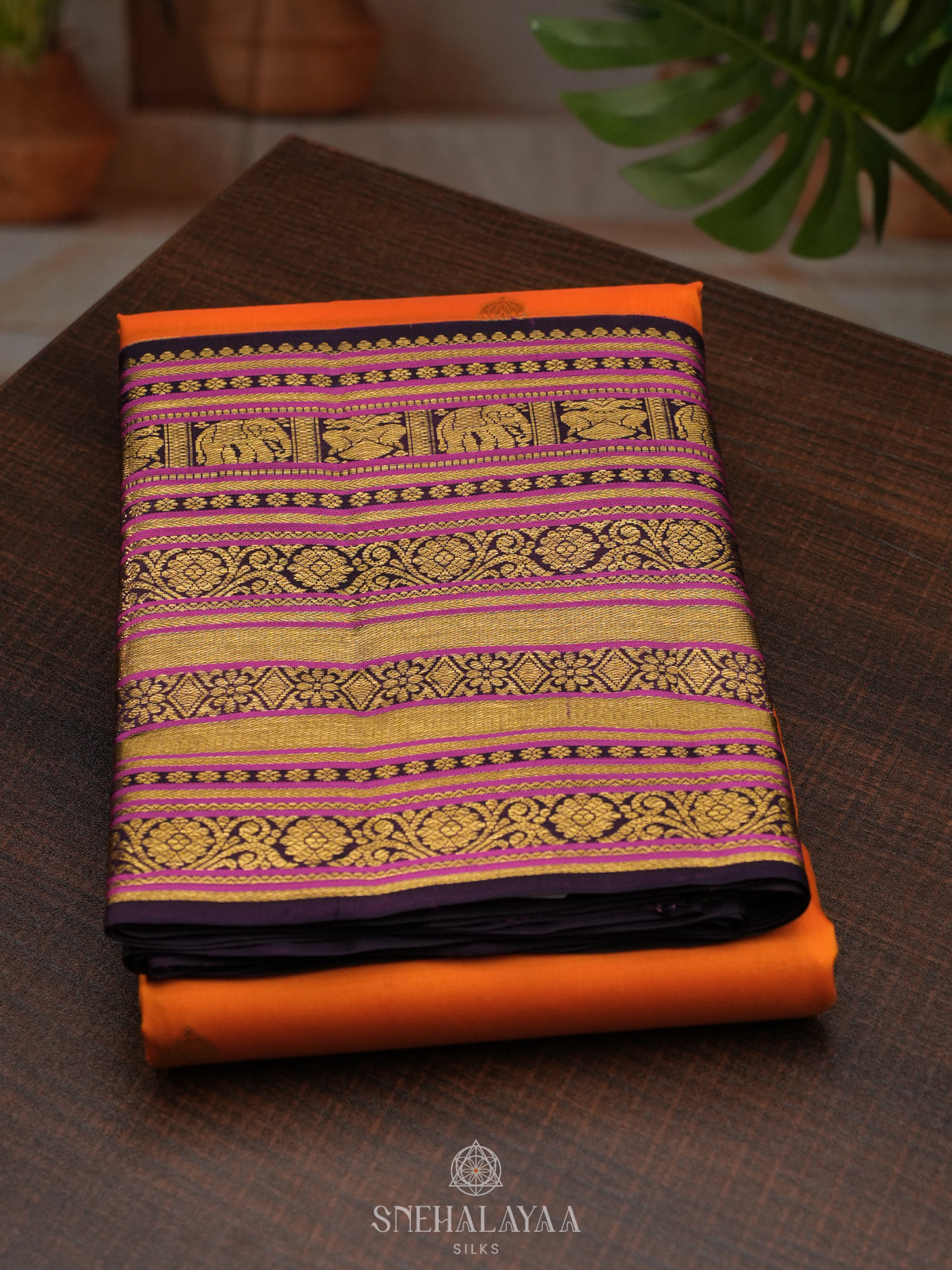 Orange Kanjivaram Silk Saree