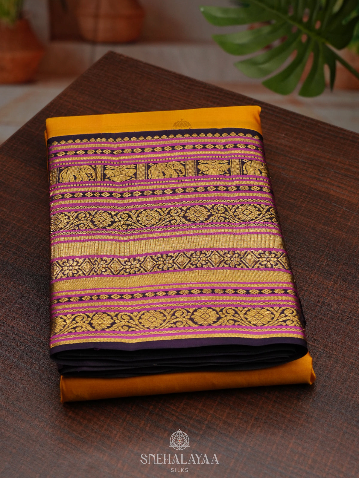 Mango Yellow Kanjivaram Silk Saree