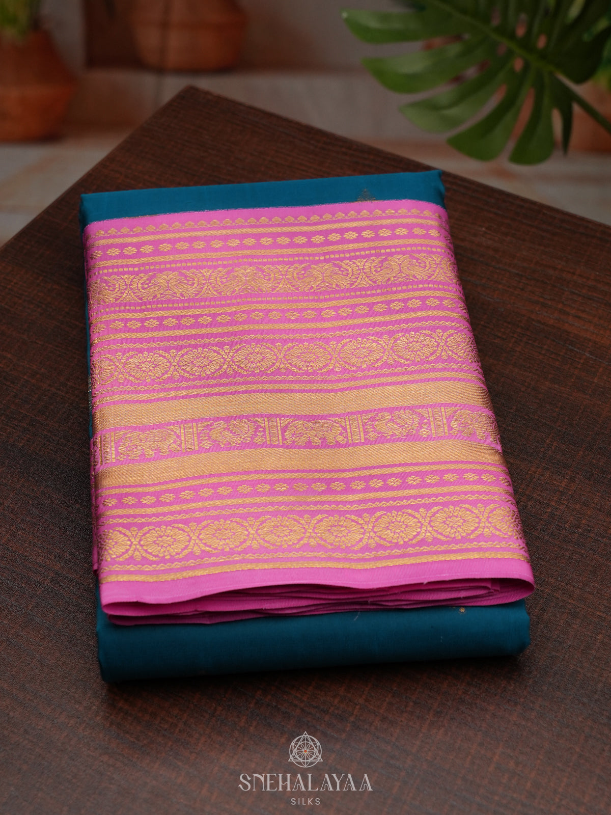 Peacock Blue Kanjivaram Silk Saree