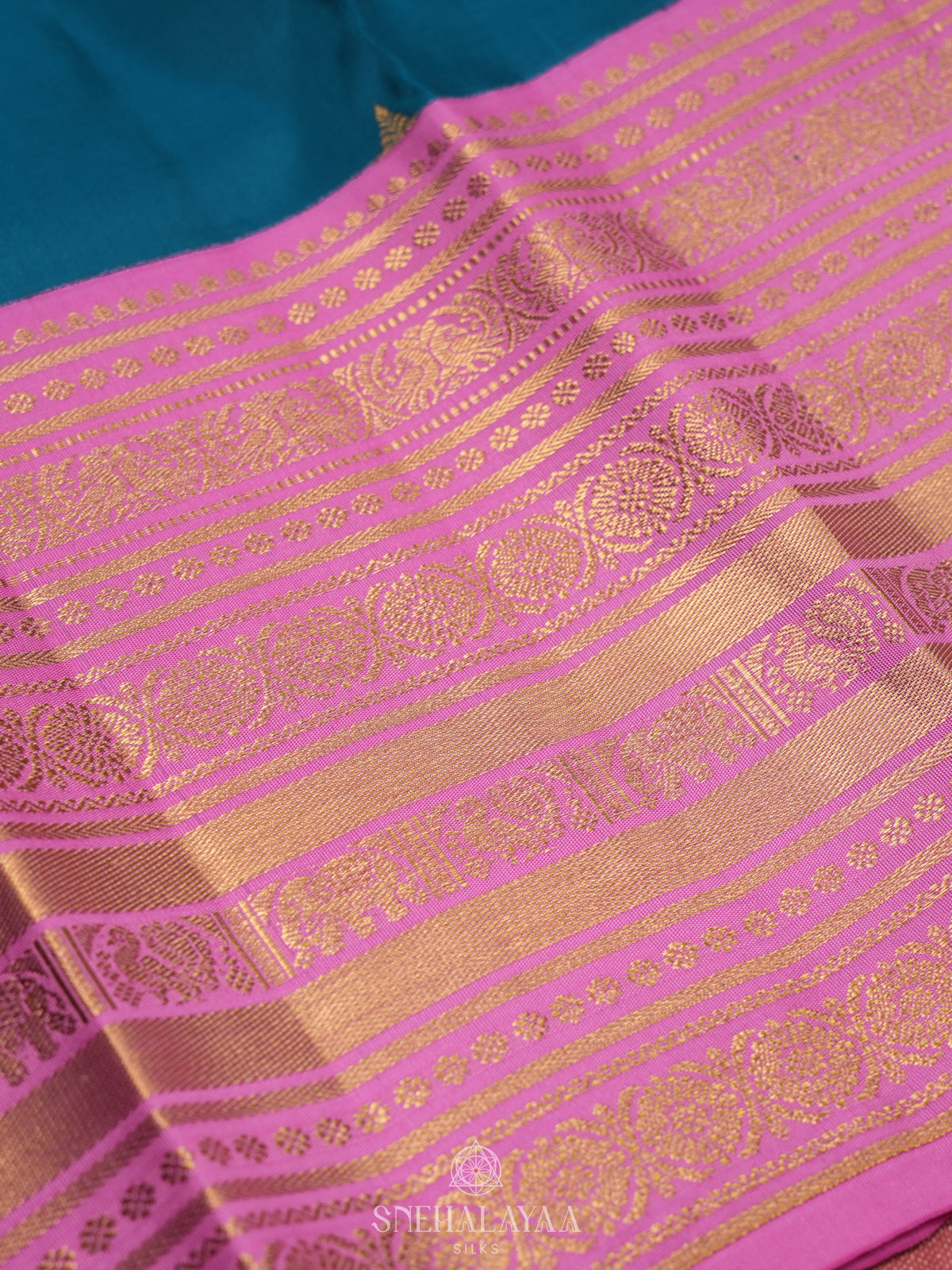 Peacock Blue Kanjivaram Silk Saree