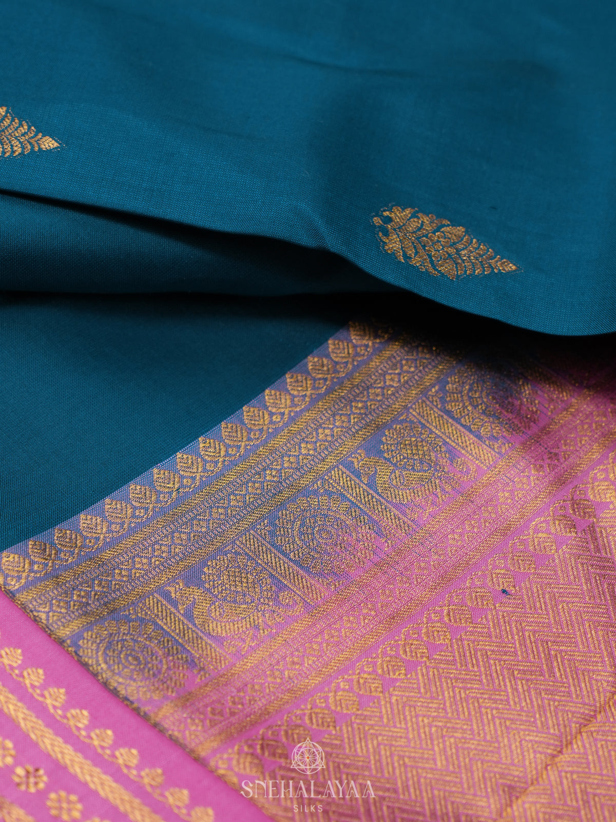 Peacock Blue Kanjivaram Silk Saree