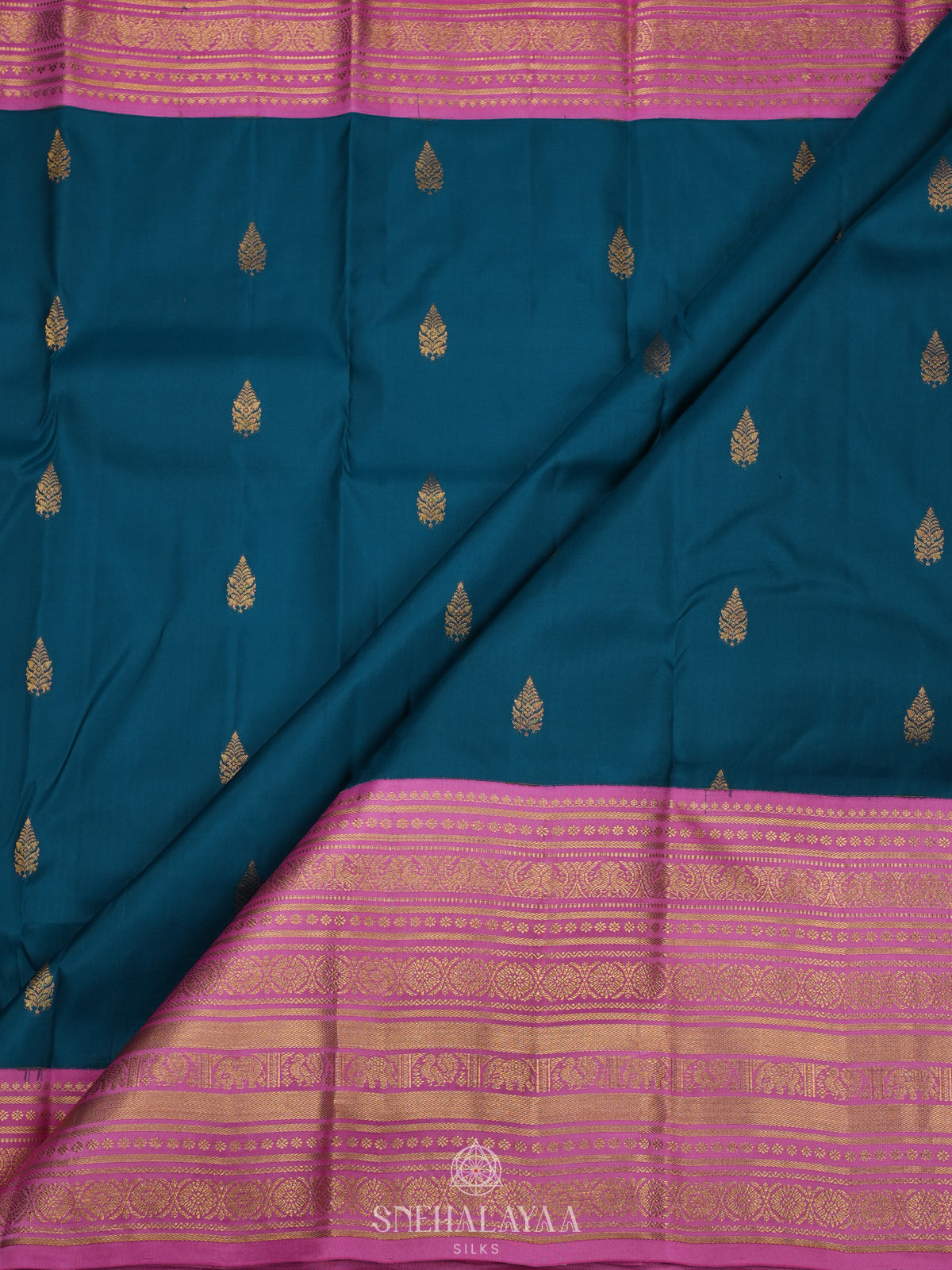 Peacock Blue Kanjivaram Silk Saree