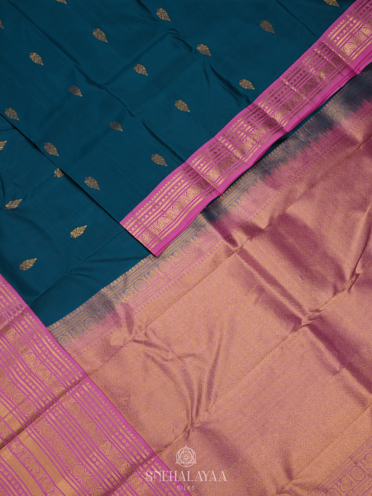 Peacock Blue Kanjivaram Silk Saree