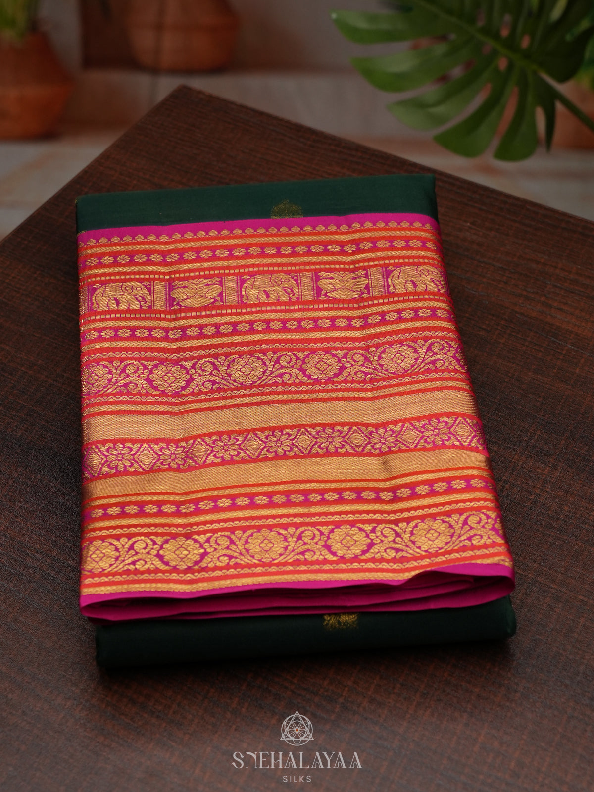 Forest Green Kanjivaram Silk Saree