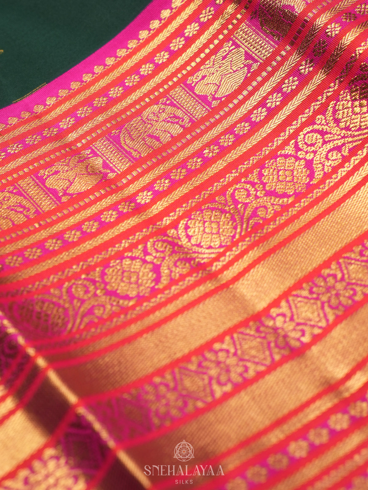 Forest Green Kanjivaram Silk Saree