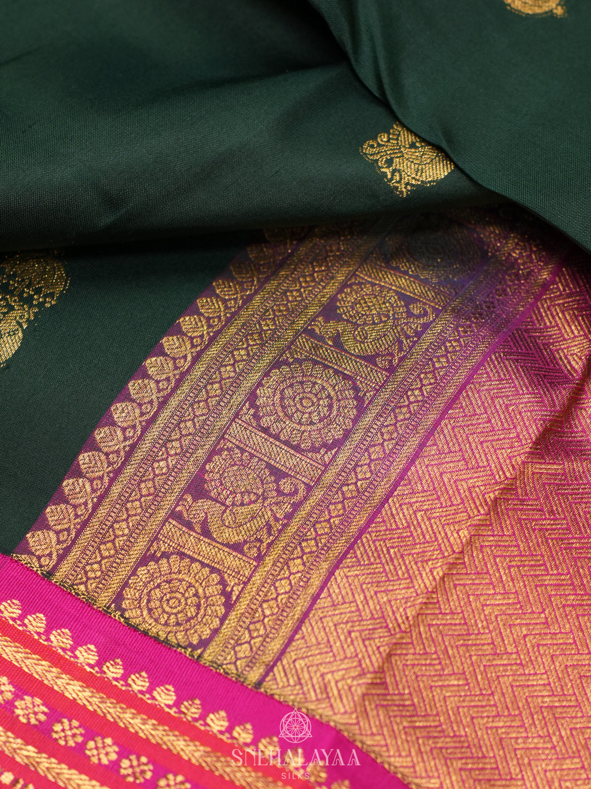 Forest Green Kanjivaram Silk Saree