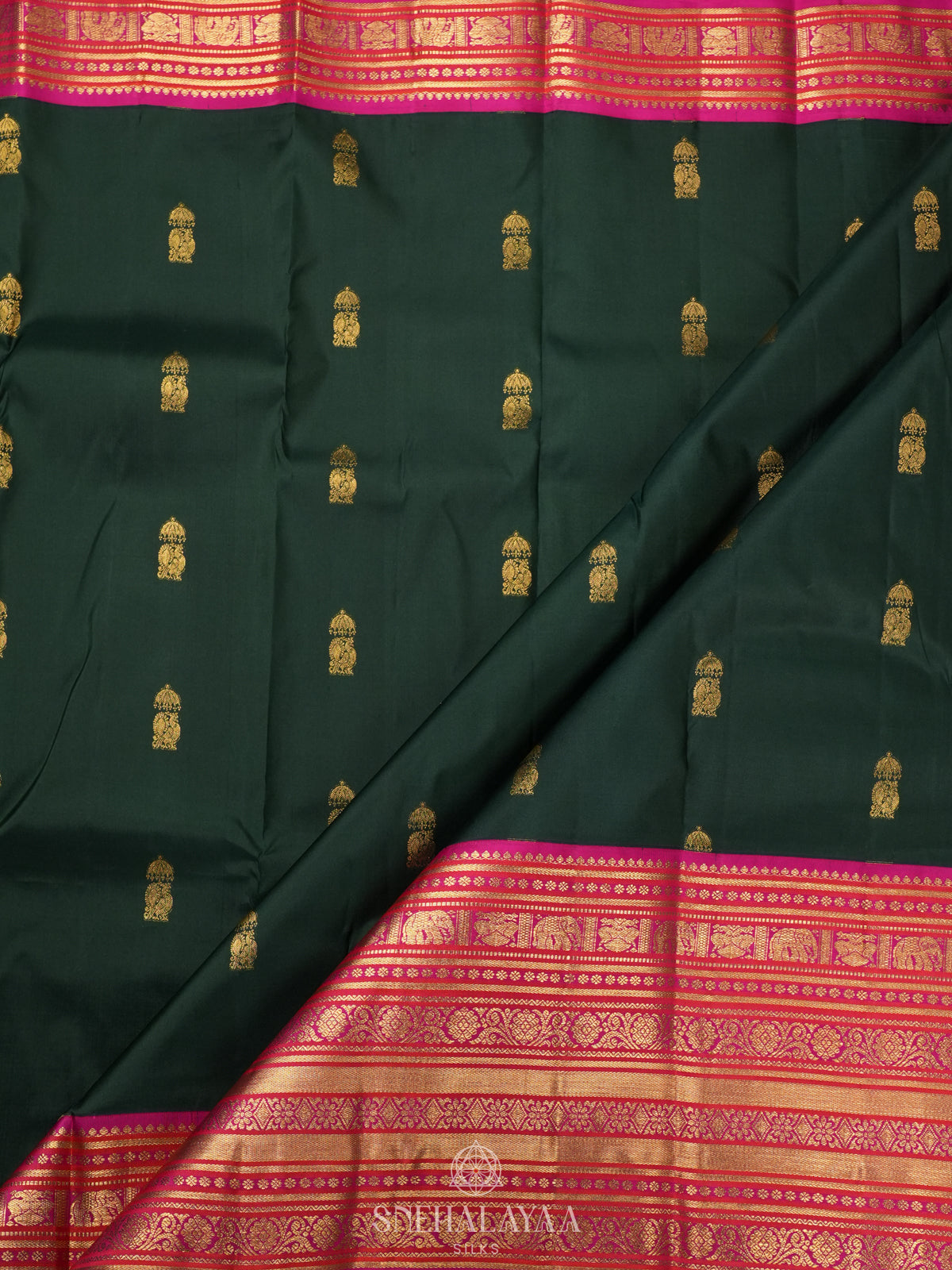 Forest Green Kanjivaram Silk Saree