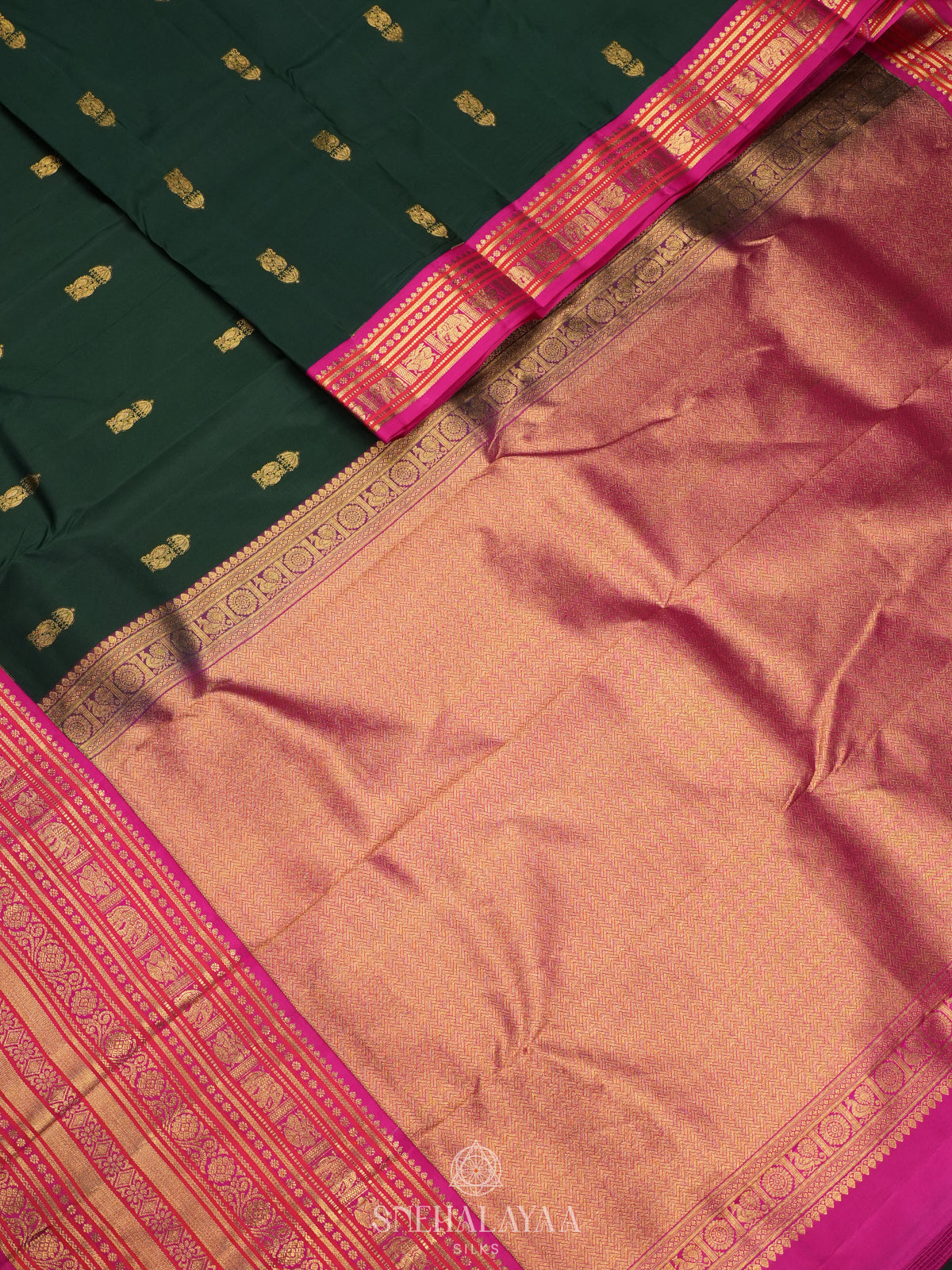 Forest Green Kanjivaram Silk Saree