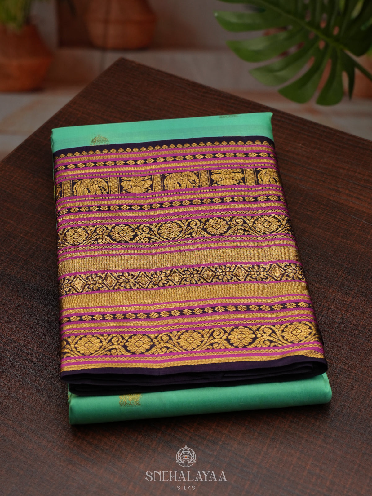 Teal Green Kanjivaram Silk Saree