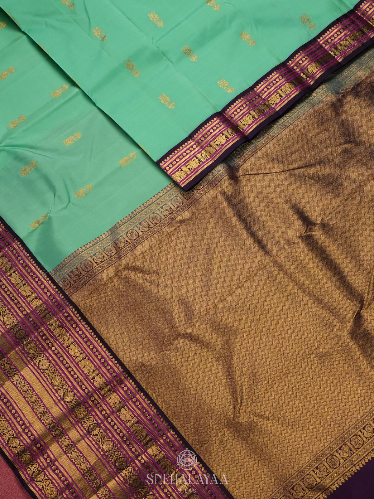 Teal Green Kanjivaram Silk Saree