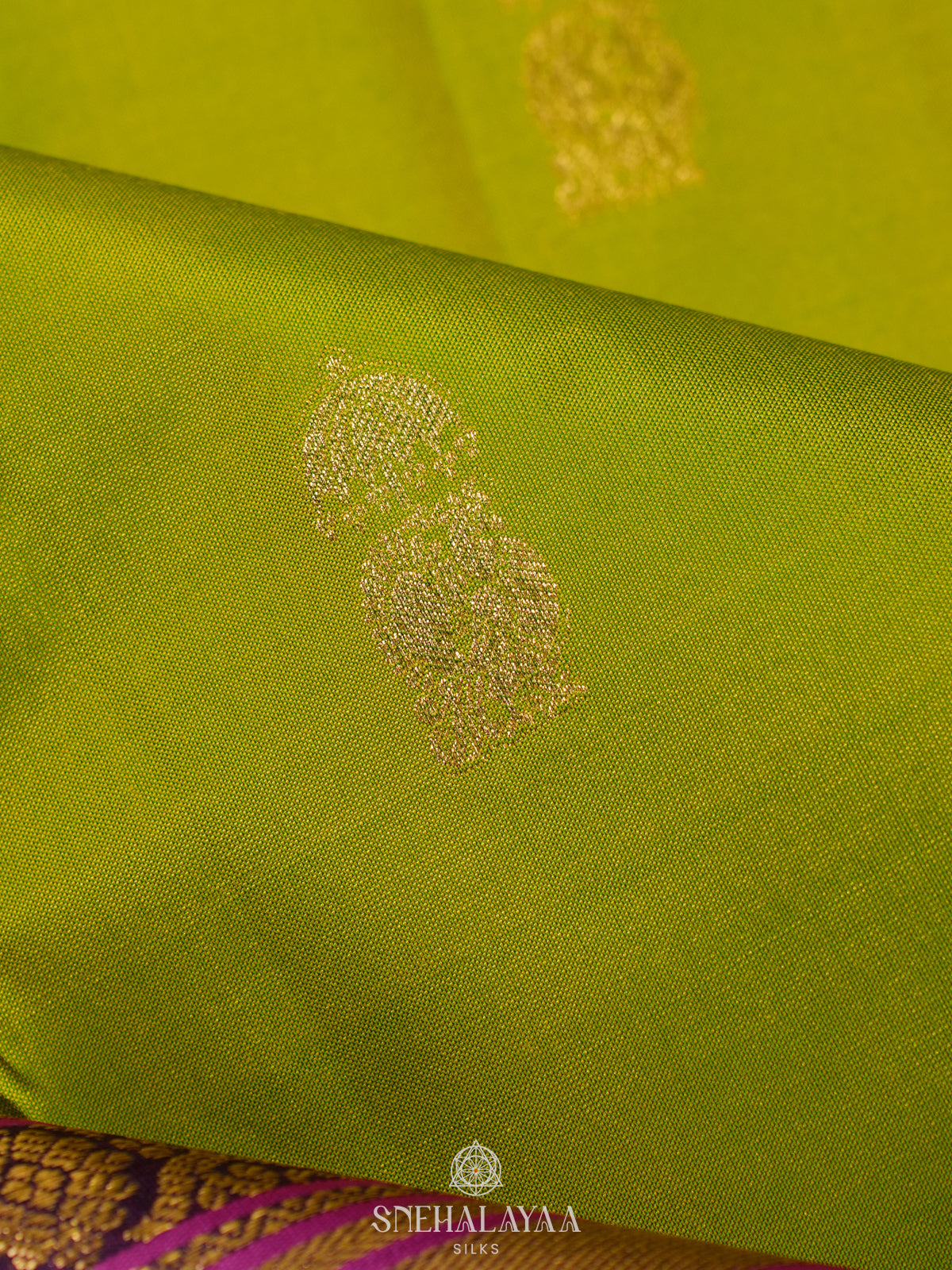 Lime Green Kanjivaram Silk Saree
