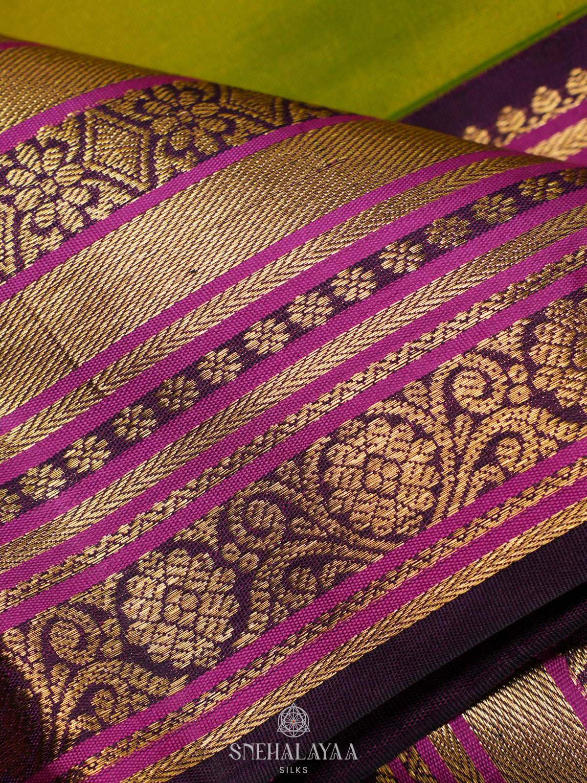 Lime Green Kanjivaram Silk Saree