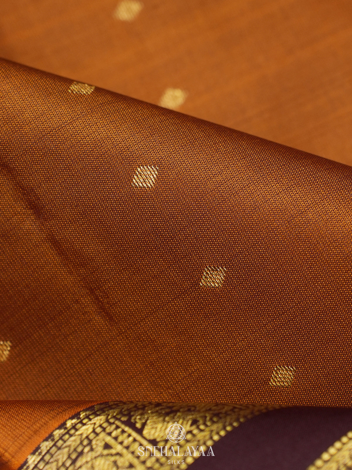 Burnt Orange Kanjivaram Silk Saree