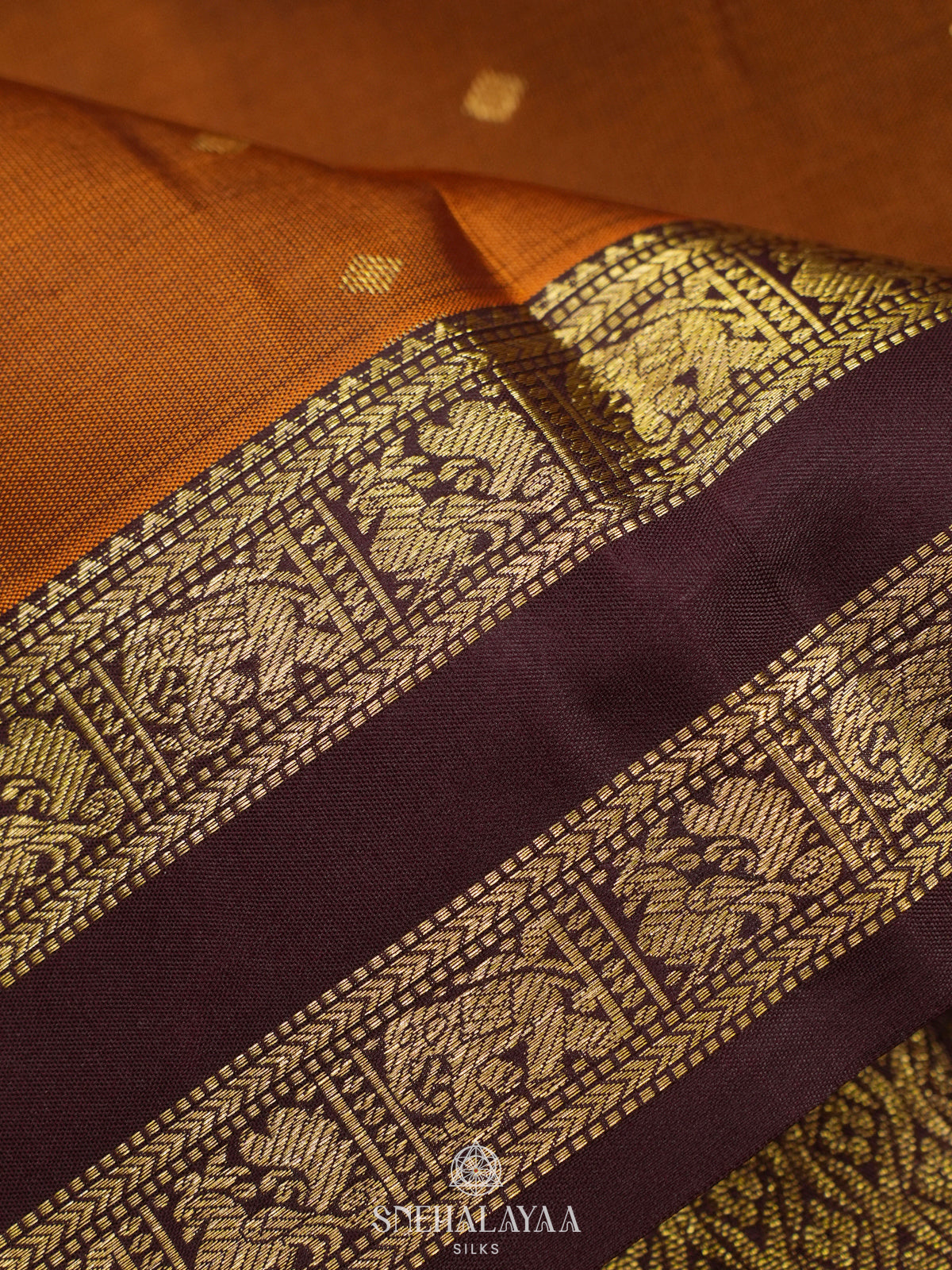 Burnt Orange Kanjivaram Silk Saree