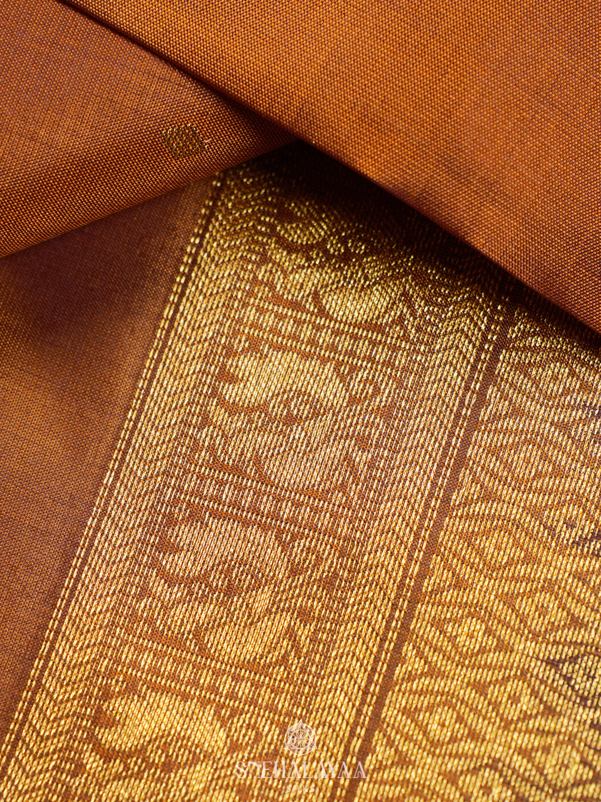 Burnt Orange Kanjivaram Silk Saree