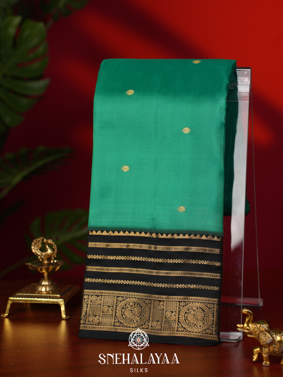 Teal Green Kanjivaram Silk Saree