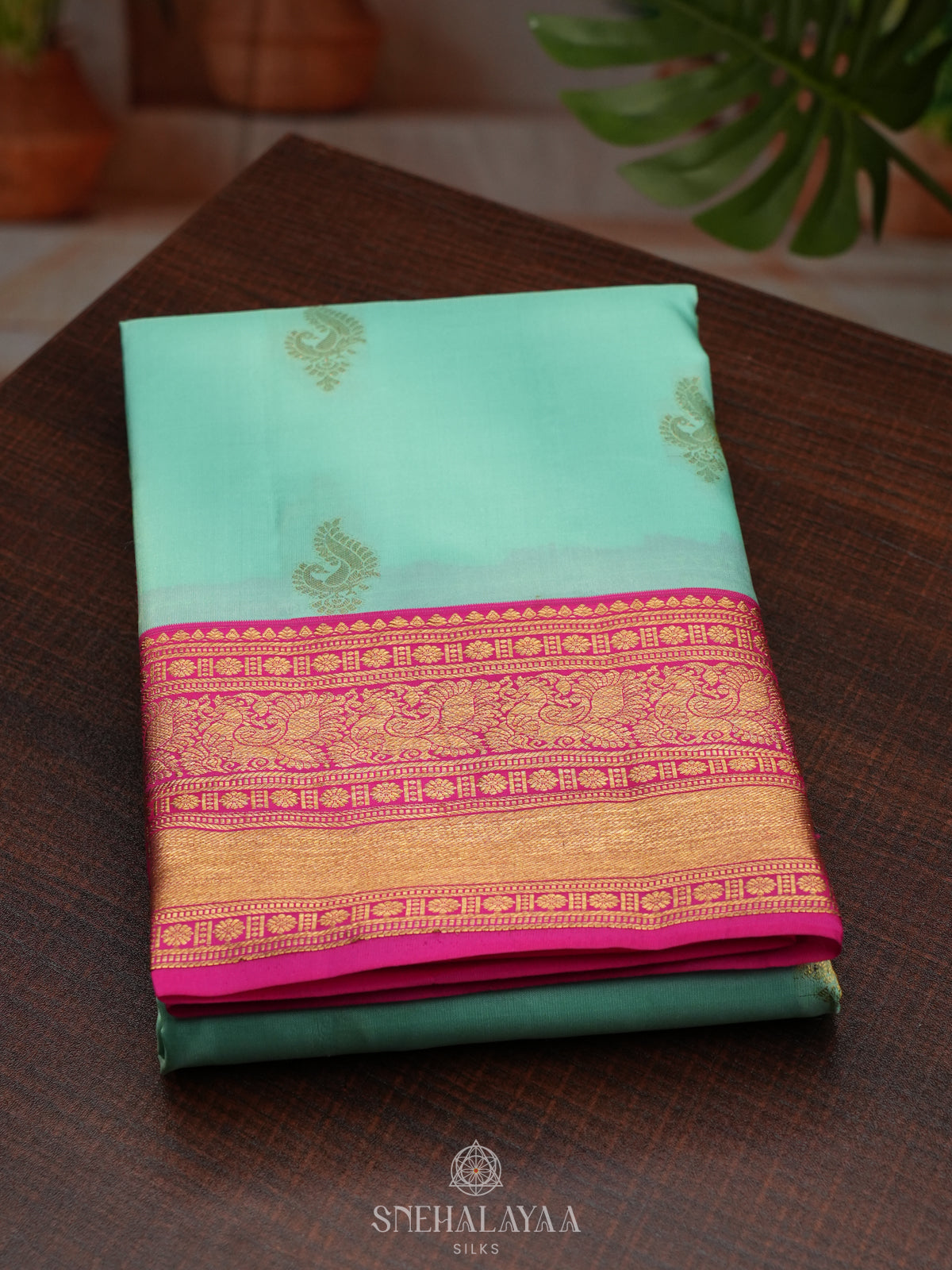Mint Green Kanjivaram Silk Saree