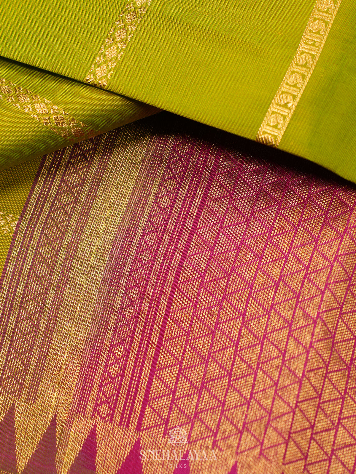 Lime Green Kanjivaram Silk Saree