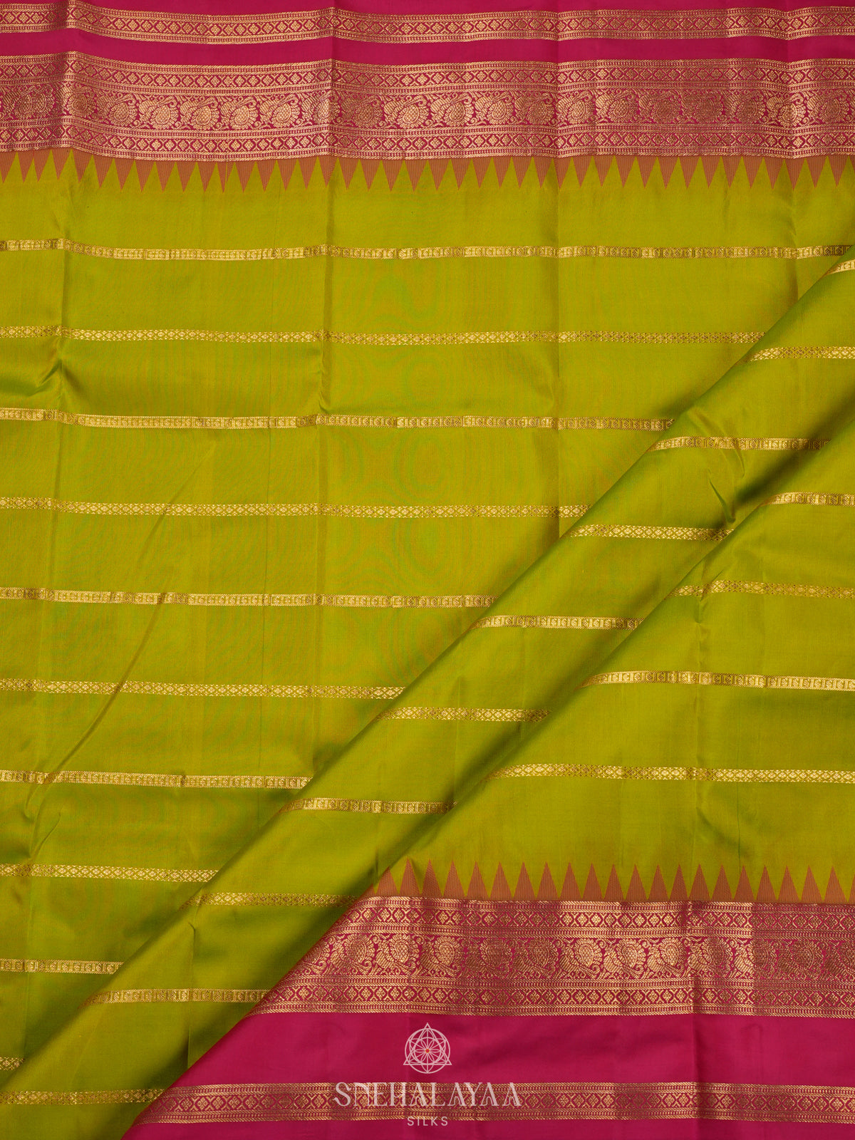 Lime Green Kanjivaram Silk Saree
