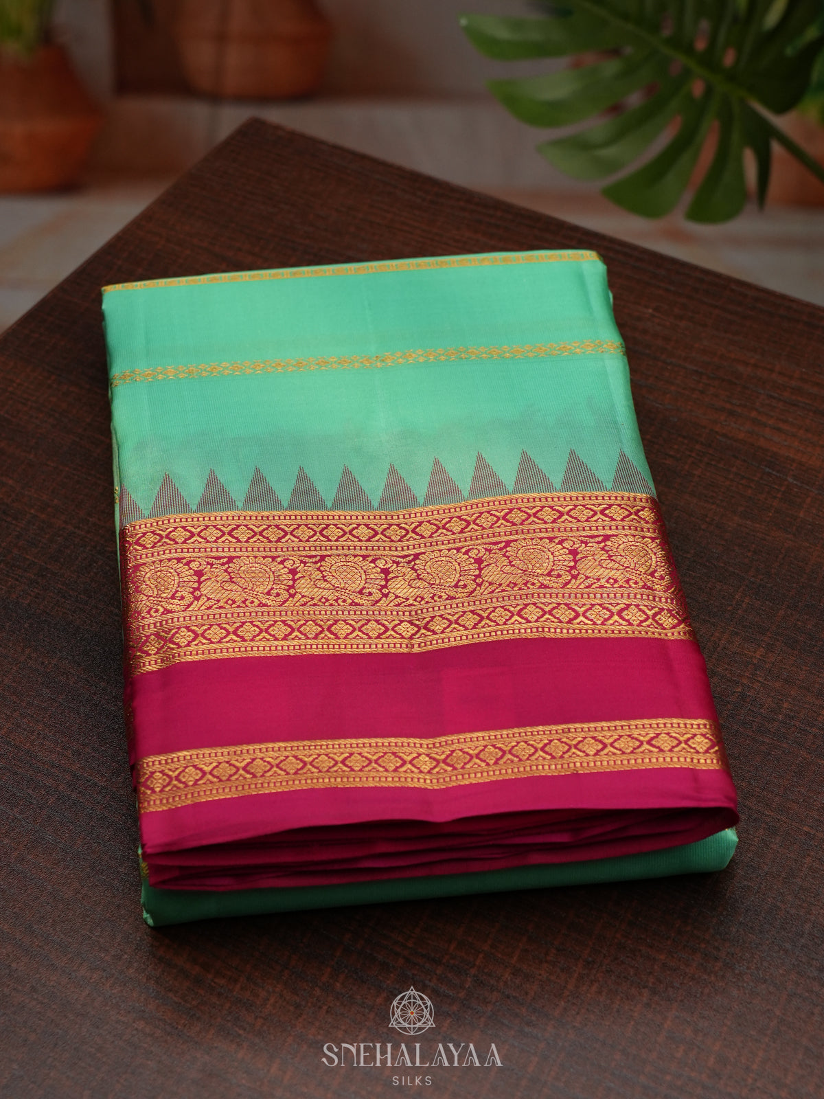 Teal Green Kanjivaram Silk Saree