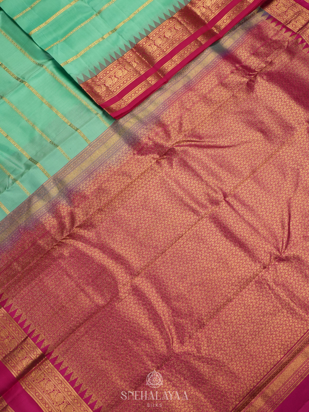 Teal Green Kanjivaram Silk Saree