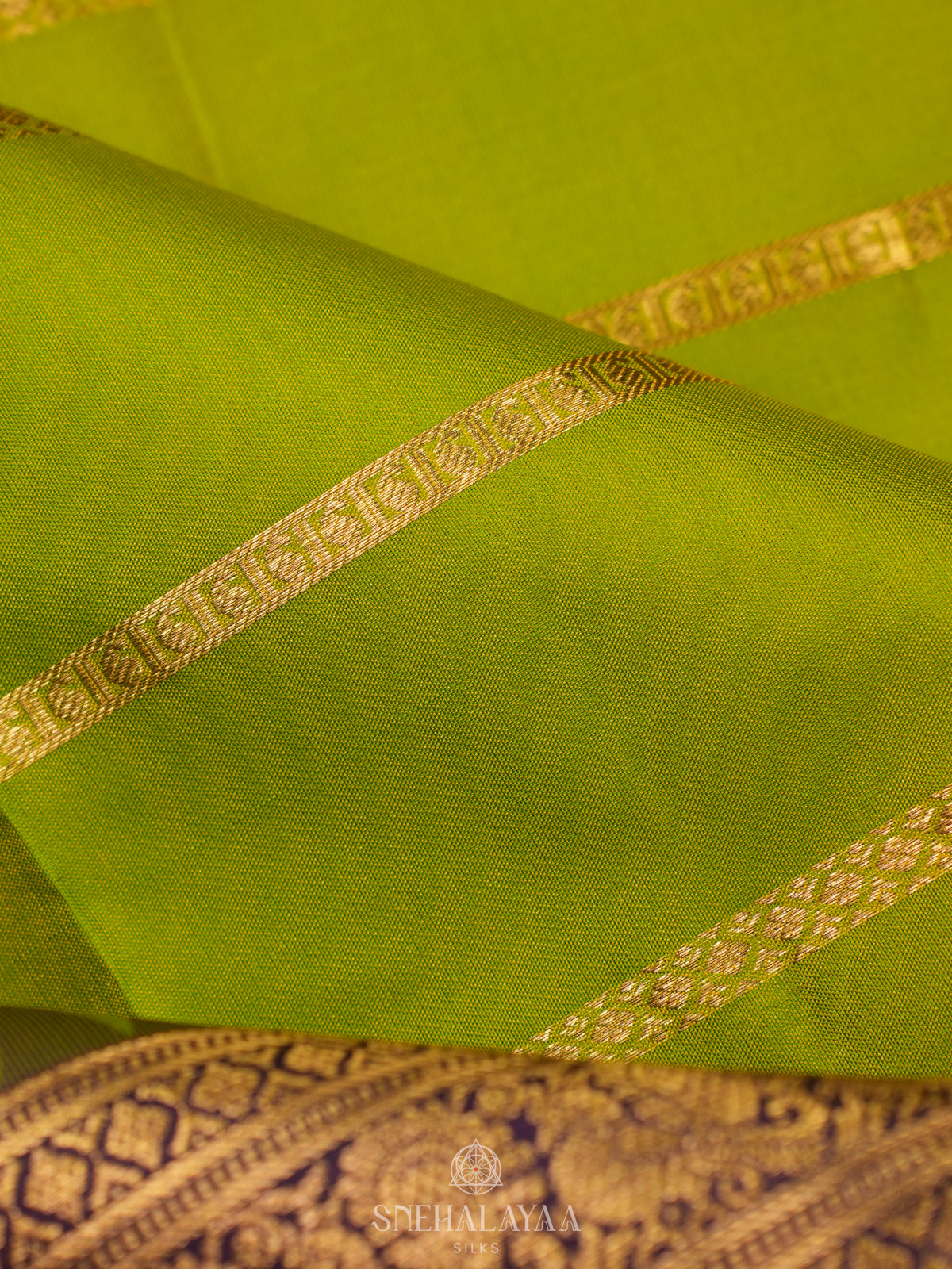 Lime Green Kanjivaram Silk Saree