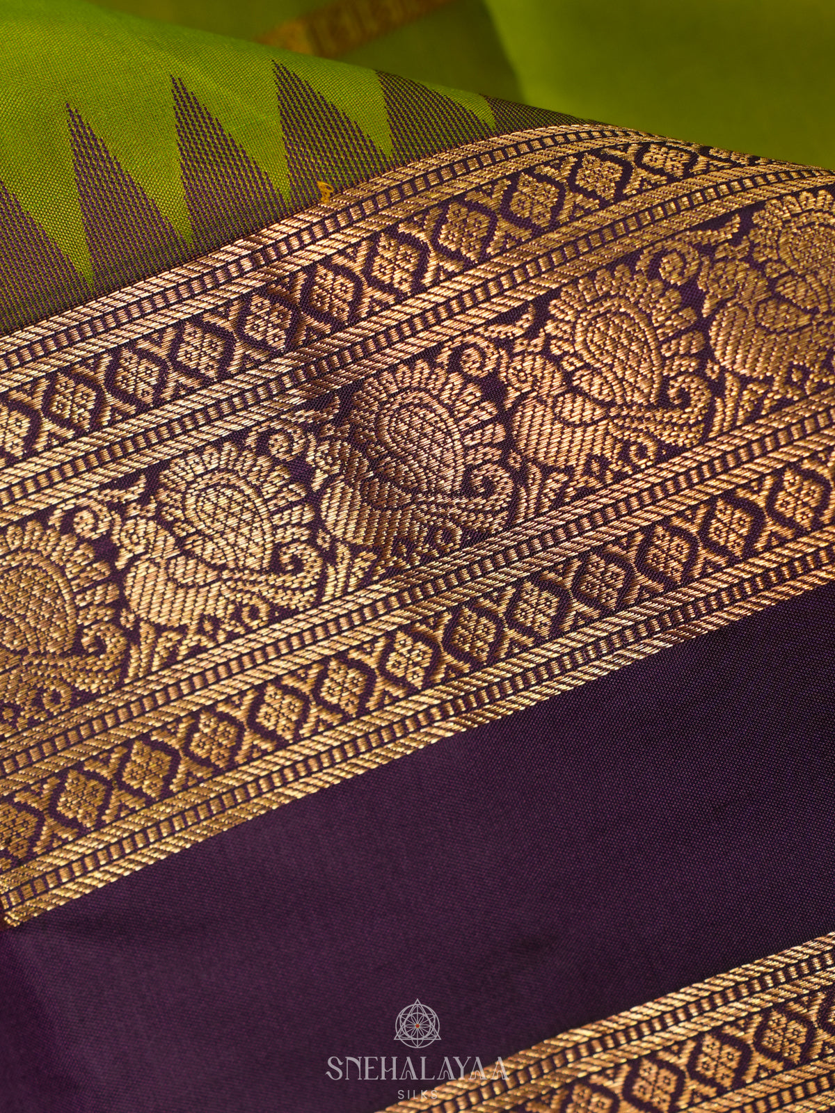 Lime Green Kanjivaram Silk Saree
