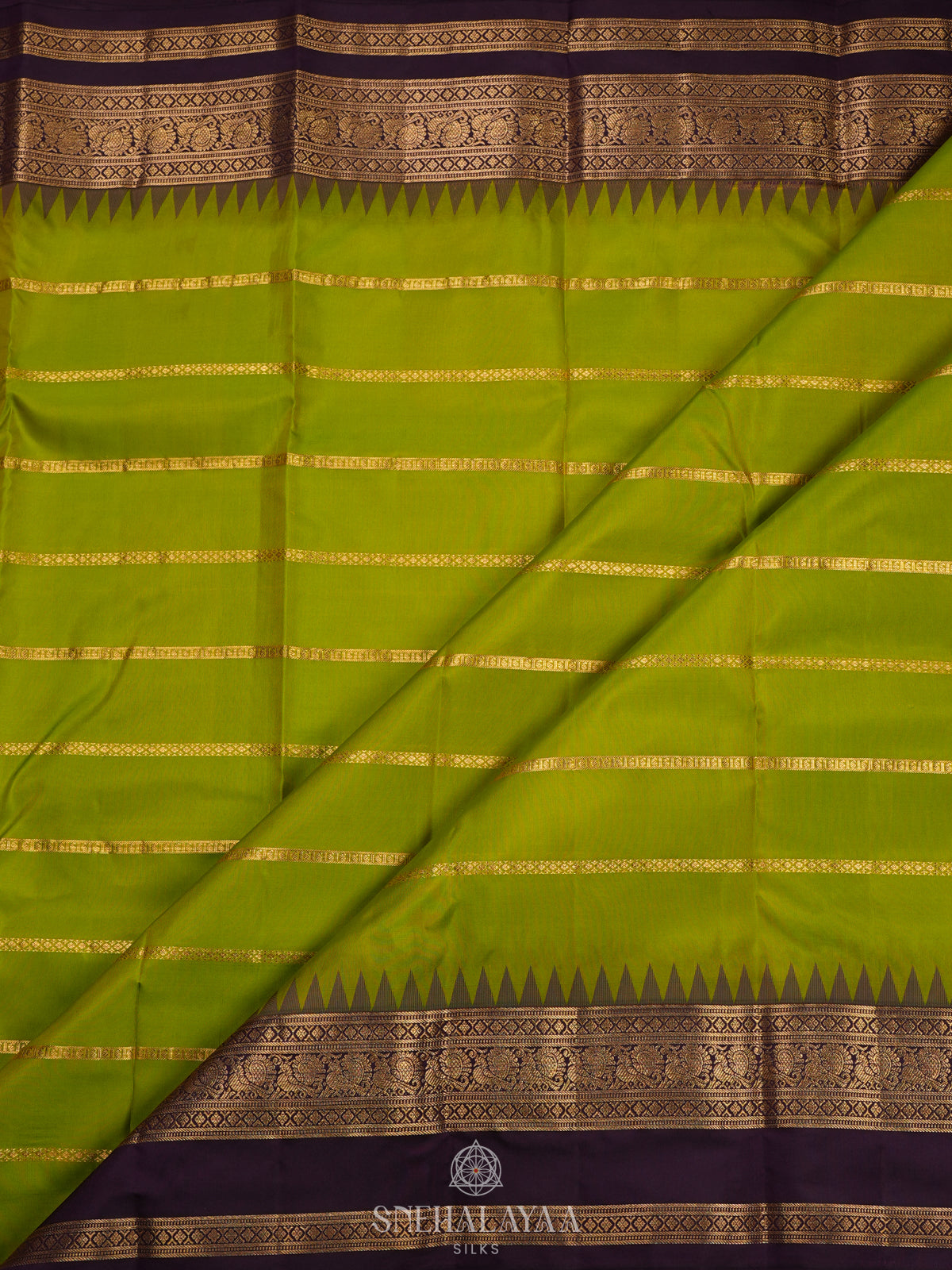 Lime Green Kanjivaram Silk Saree