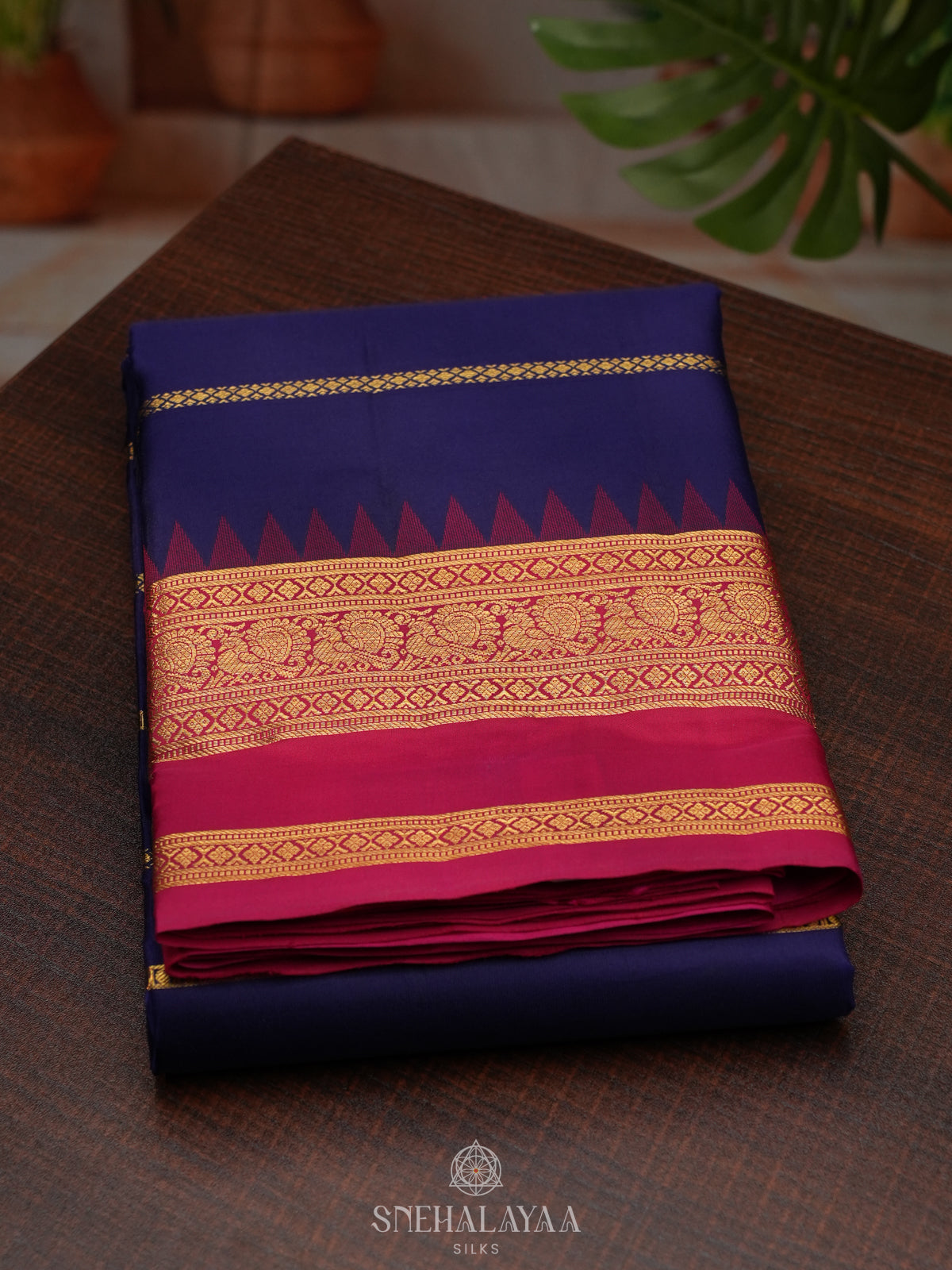 Navy Blue Kanjivaram Silk Saree