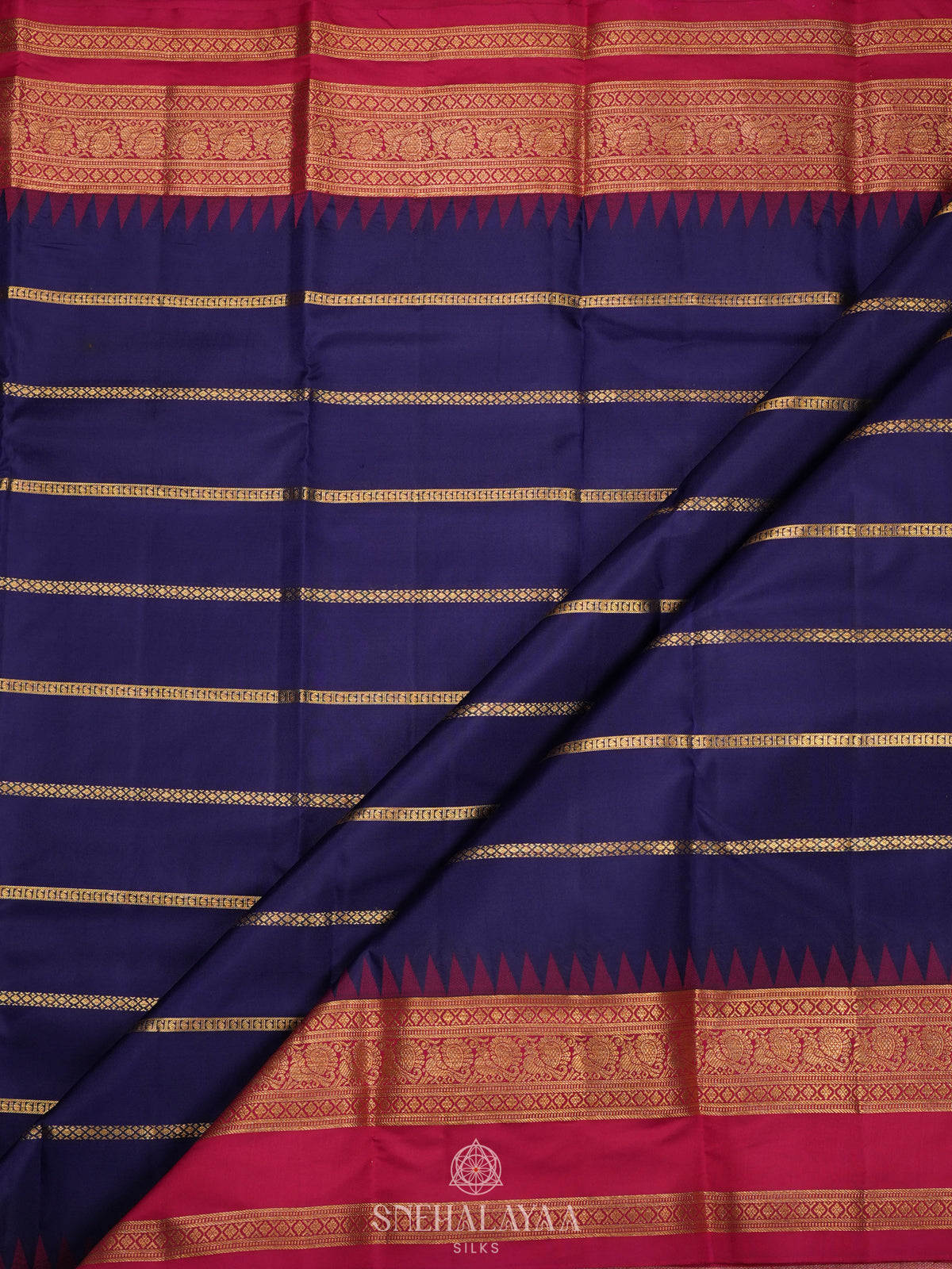 Navy Blue Kanjivaram Silk Saree