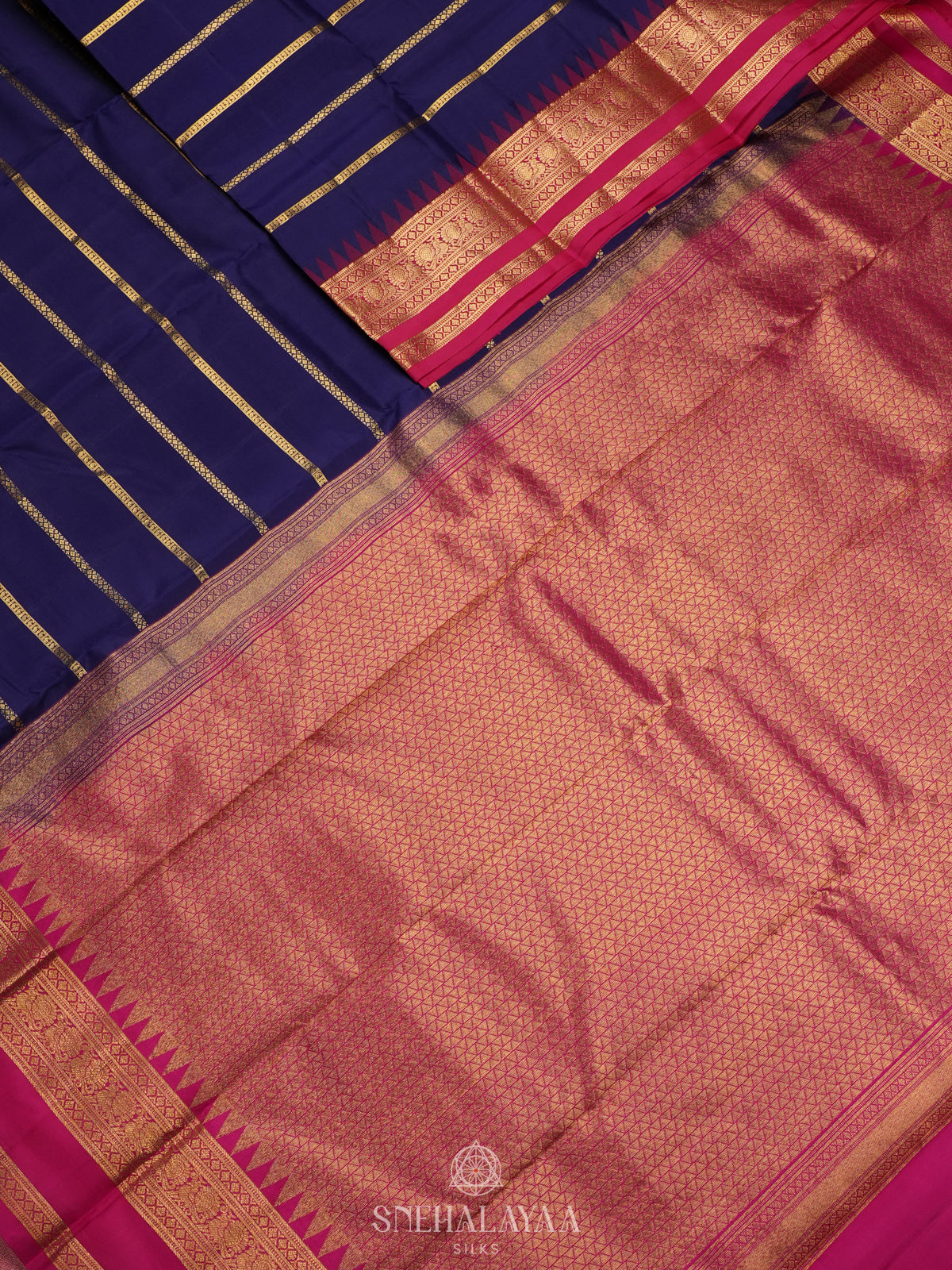 Navy Blue Kanjivaram Silk Saree
