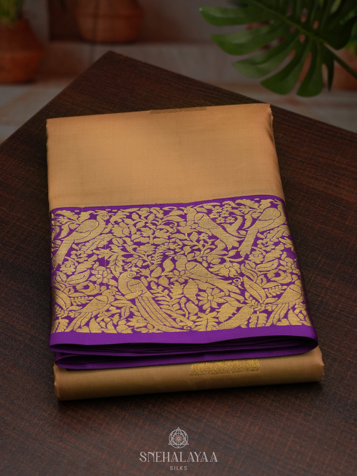 Sandal Kanjivaram Silk Saree