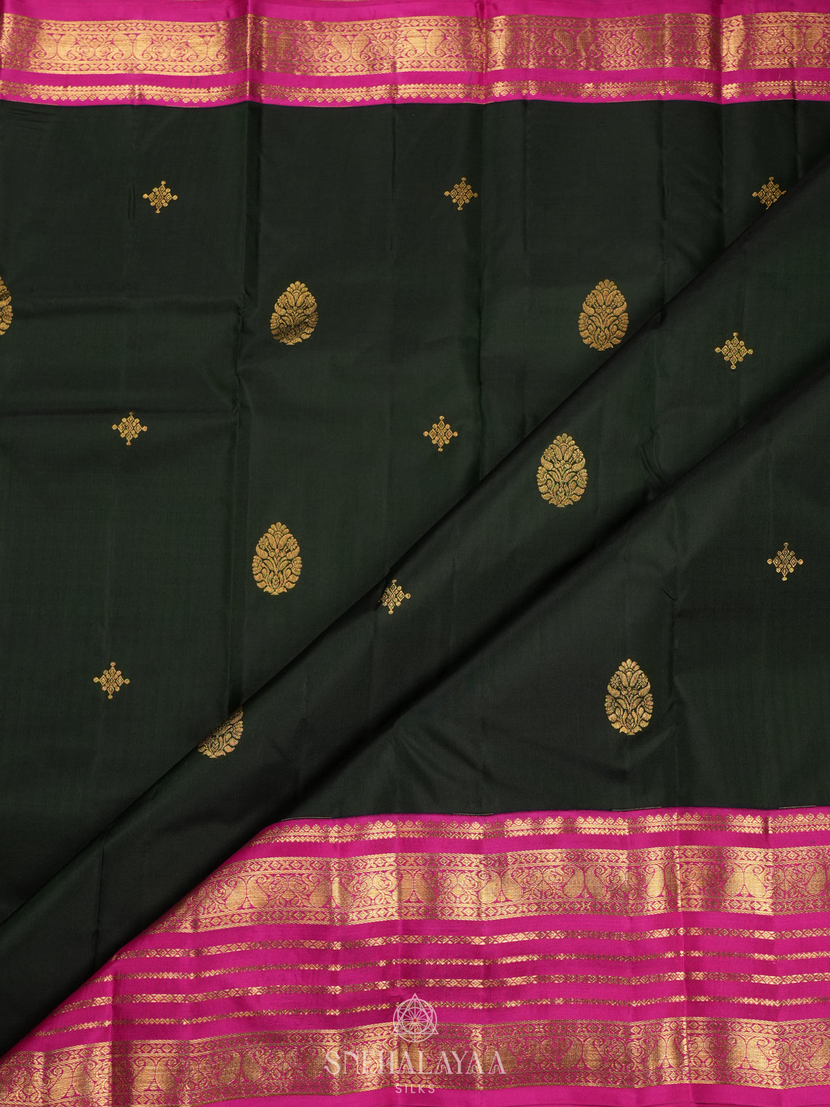 Forest Green Kanjivaram Silk Saree