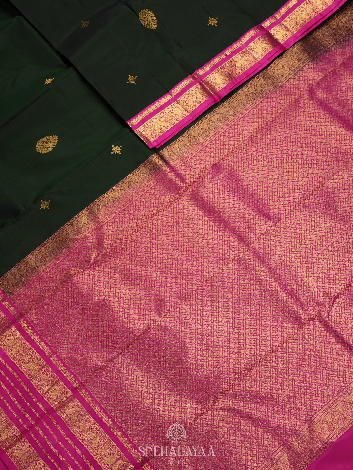 Forest Green Kanjivaram Silk Saree