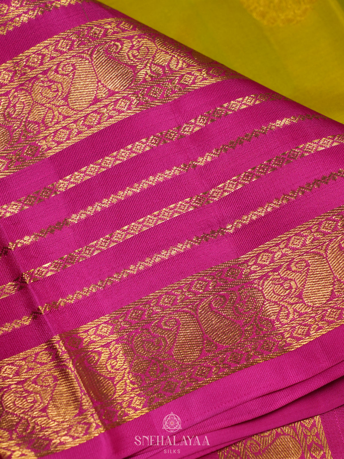 Lime Green Kanjivaram Silk Saree
