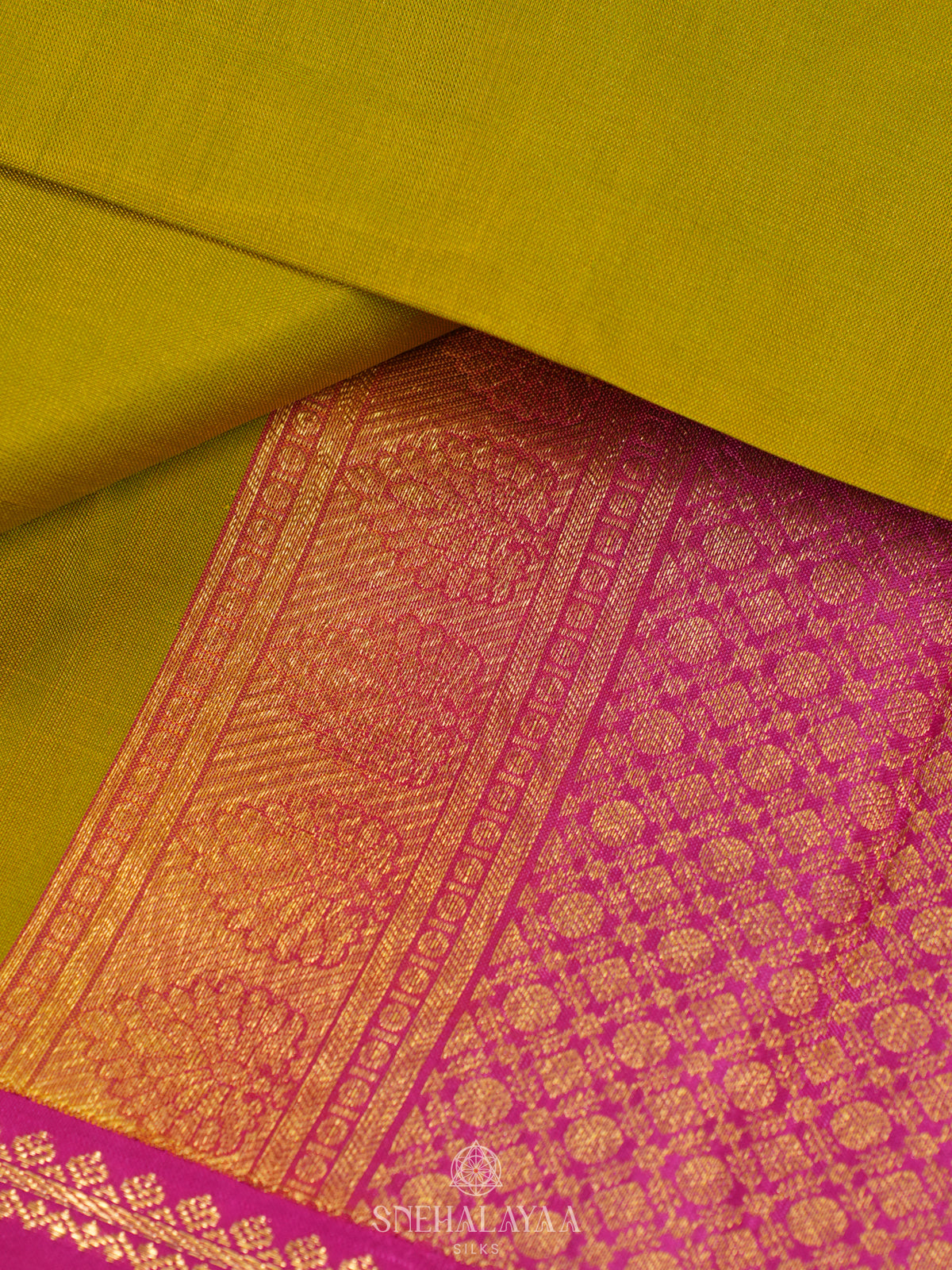 Lime Green Kanjivaram Silk Saree