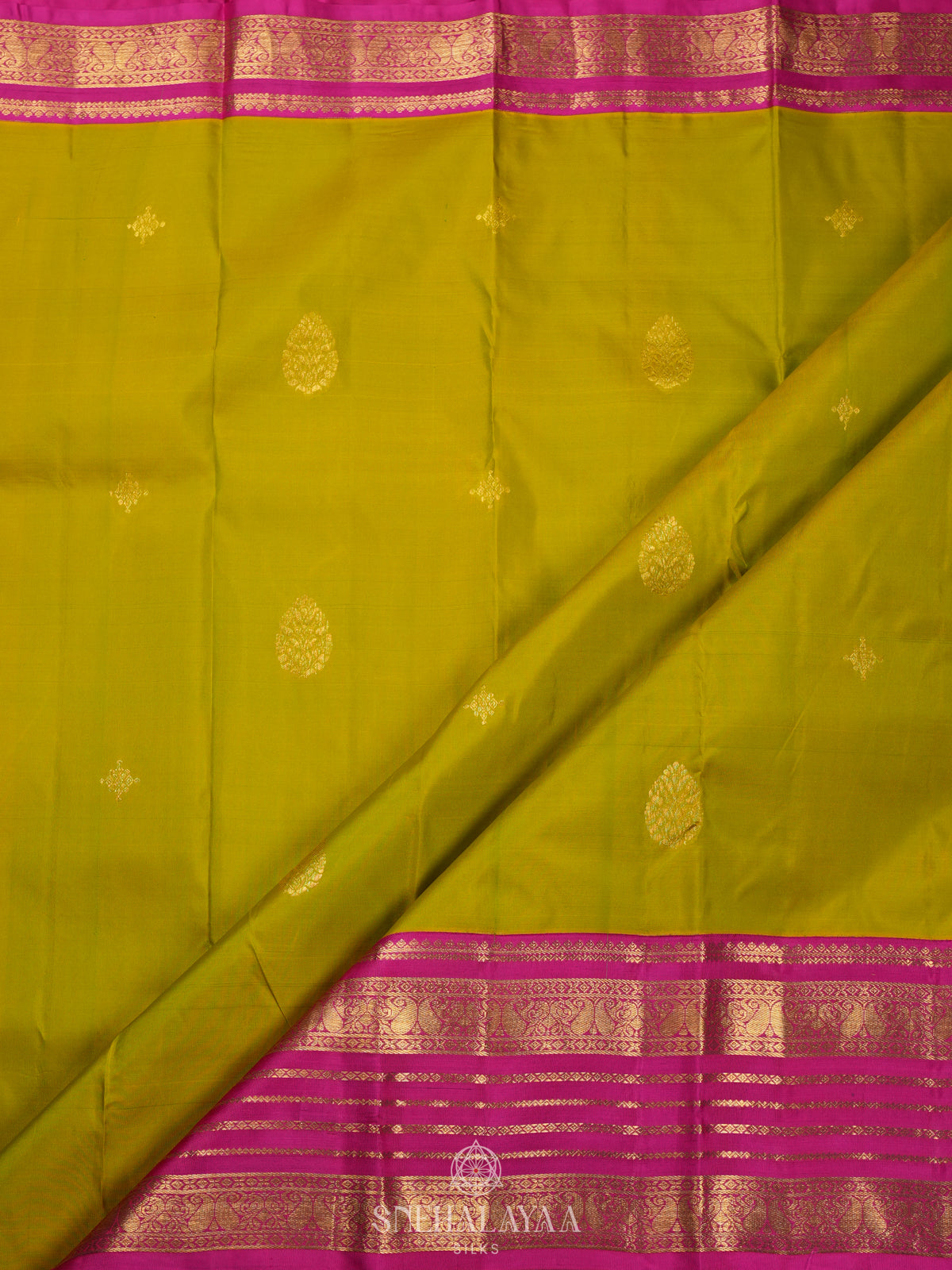 Lime Green Kanjivaram Silk Saree