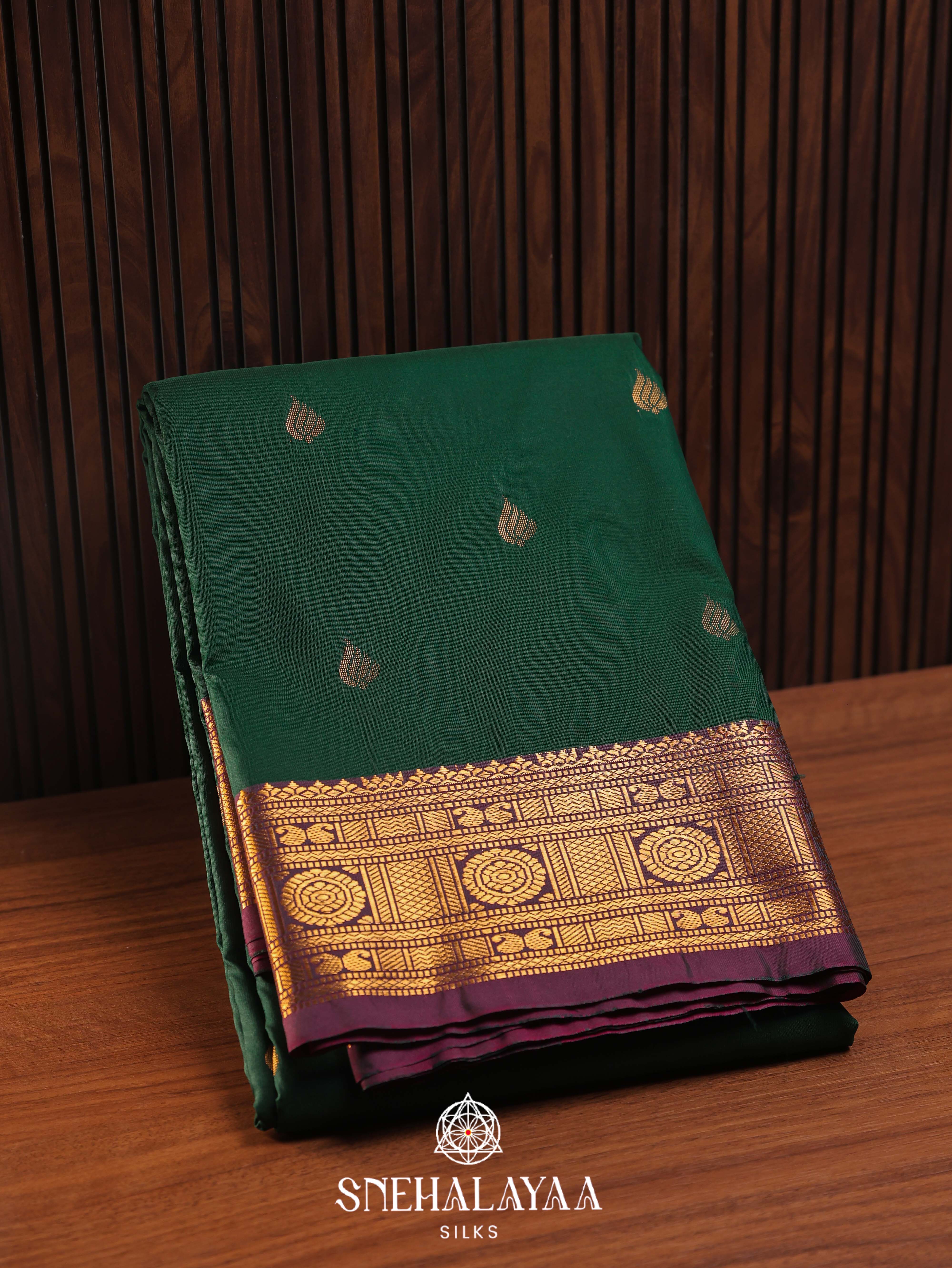 Forest Green Art Silk Saree