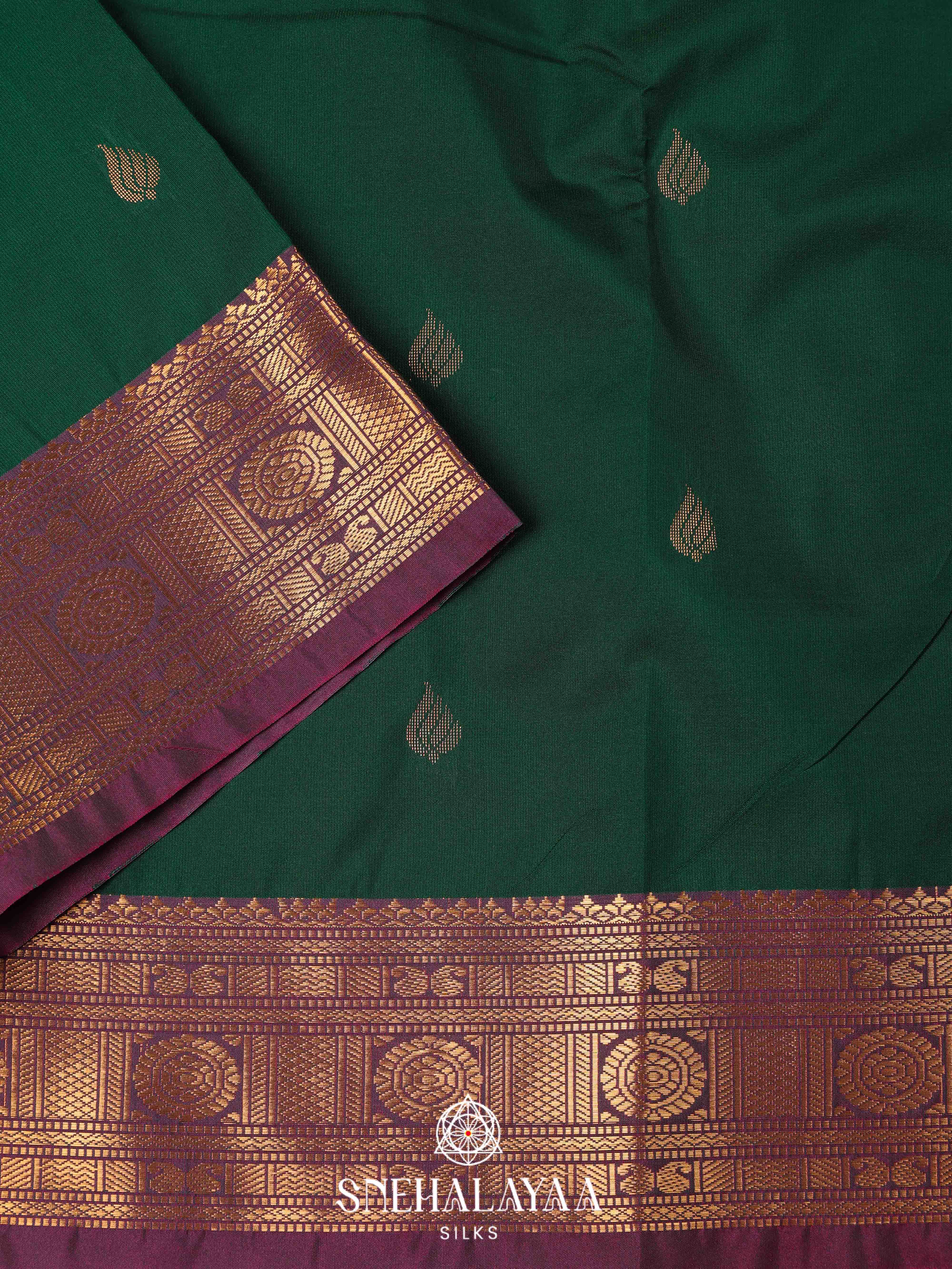 Forest Green Art Silk Saree