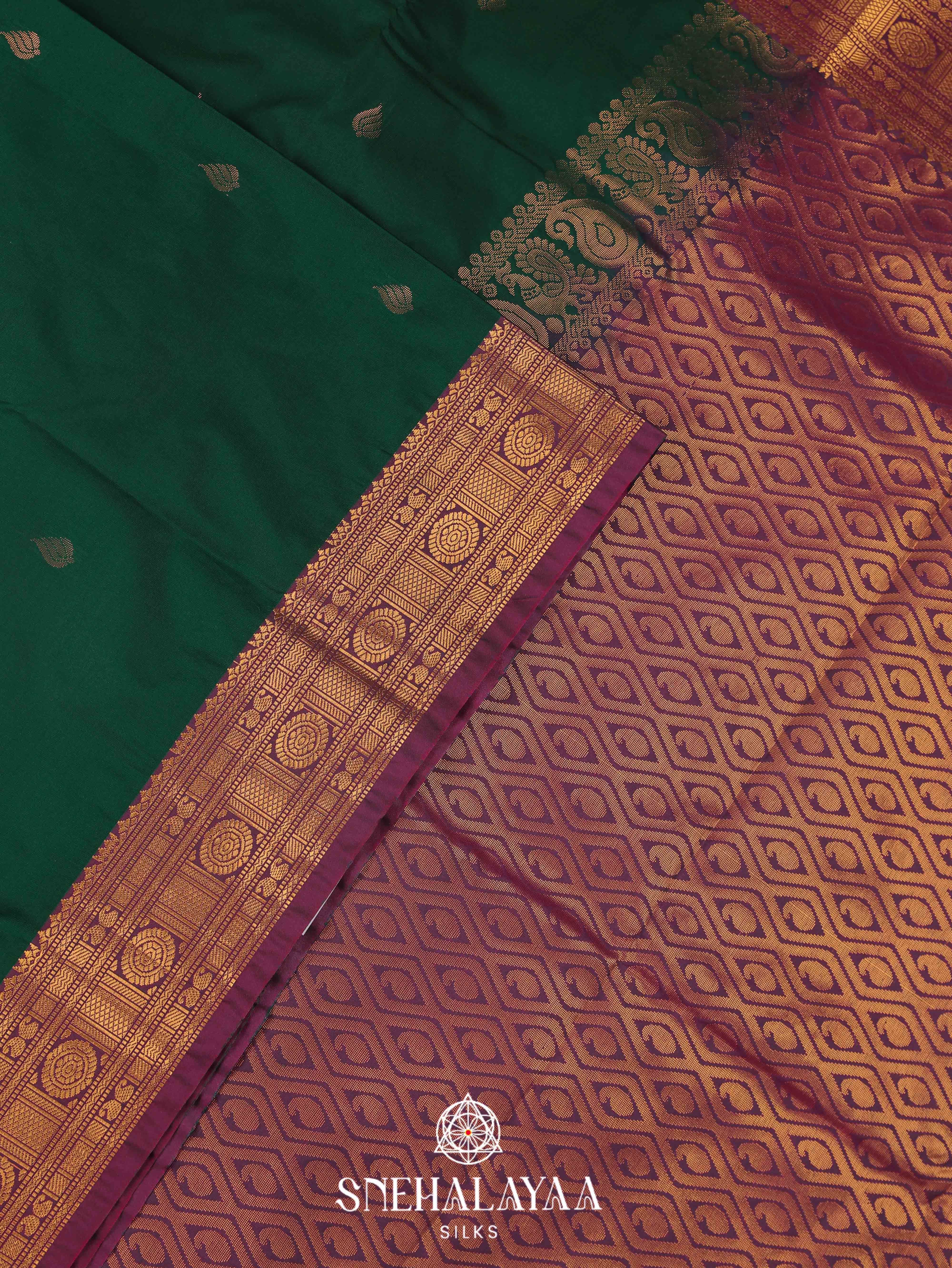 Forest Green Art Silk Saree