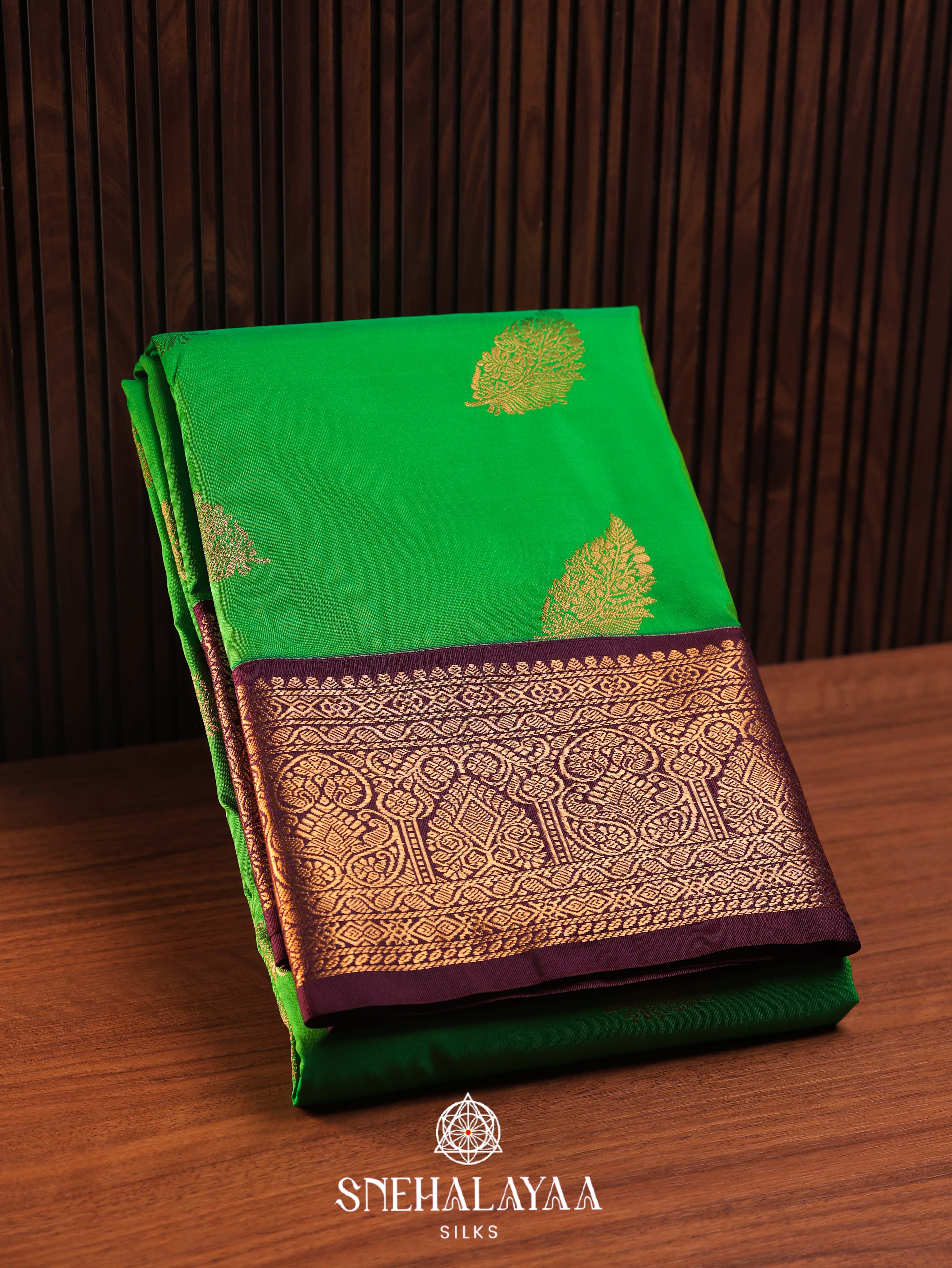 Parrot Green Art Silk Saree